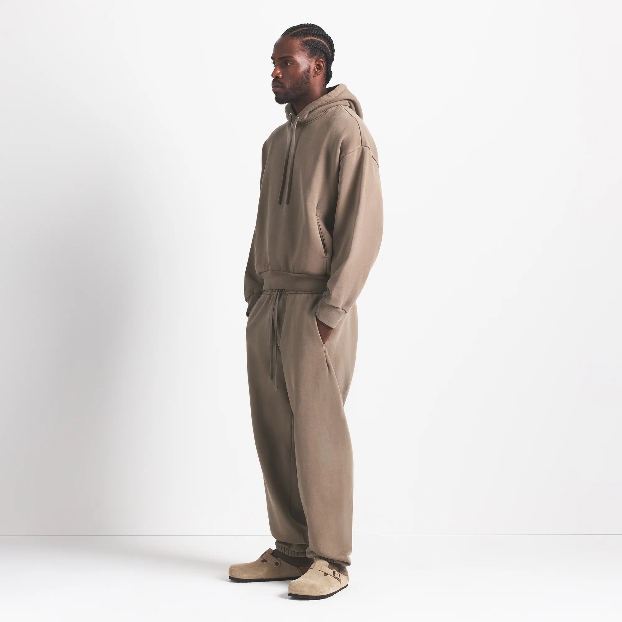 HEAVYWEIGHT FLEECE MENS HOODIE | TRUFFLE - Image 6