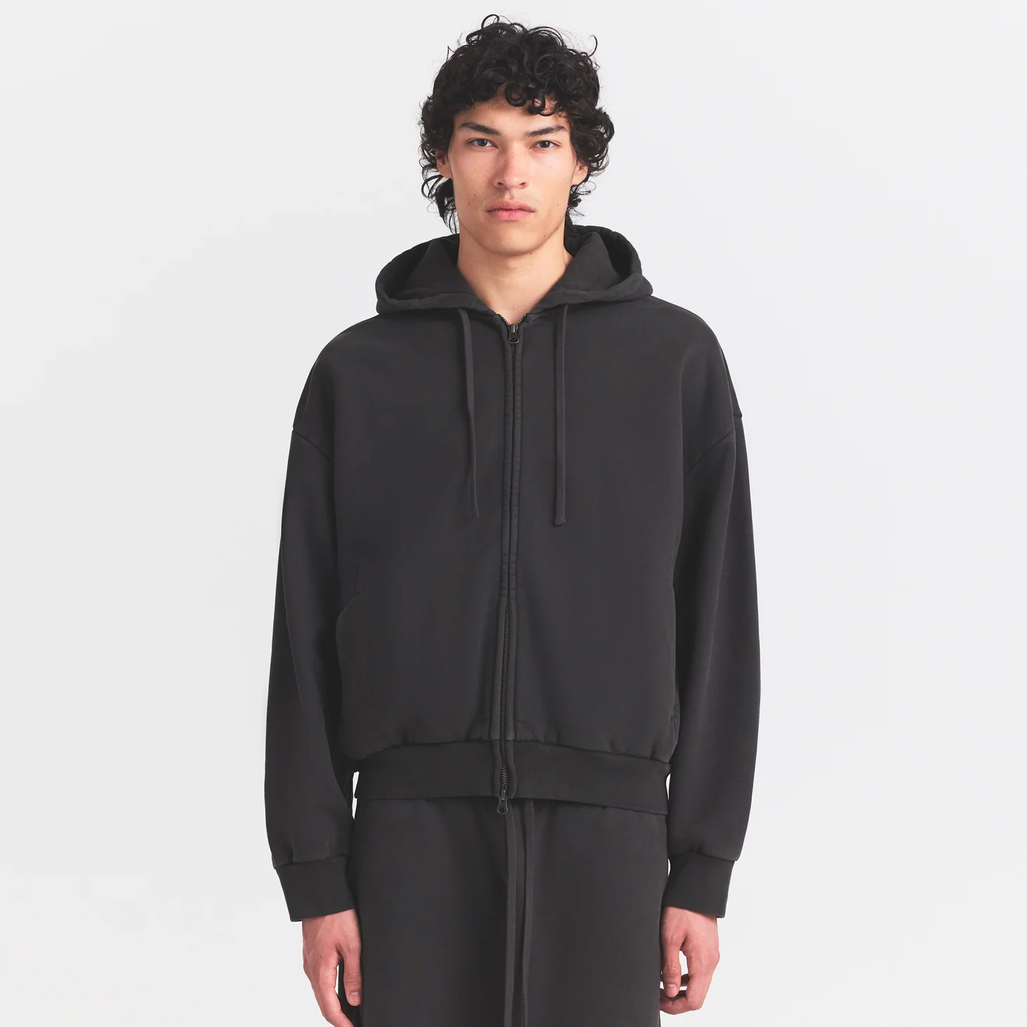 HEAVYWEIGHT FLEECE ZIP UP HOODIE | WASHED ONYX - Image 4