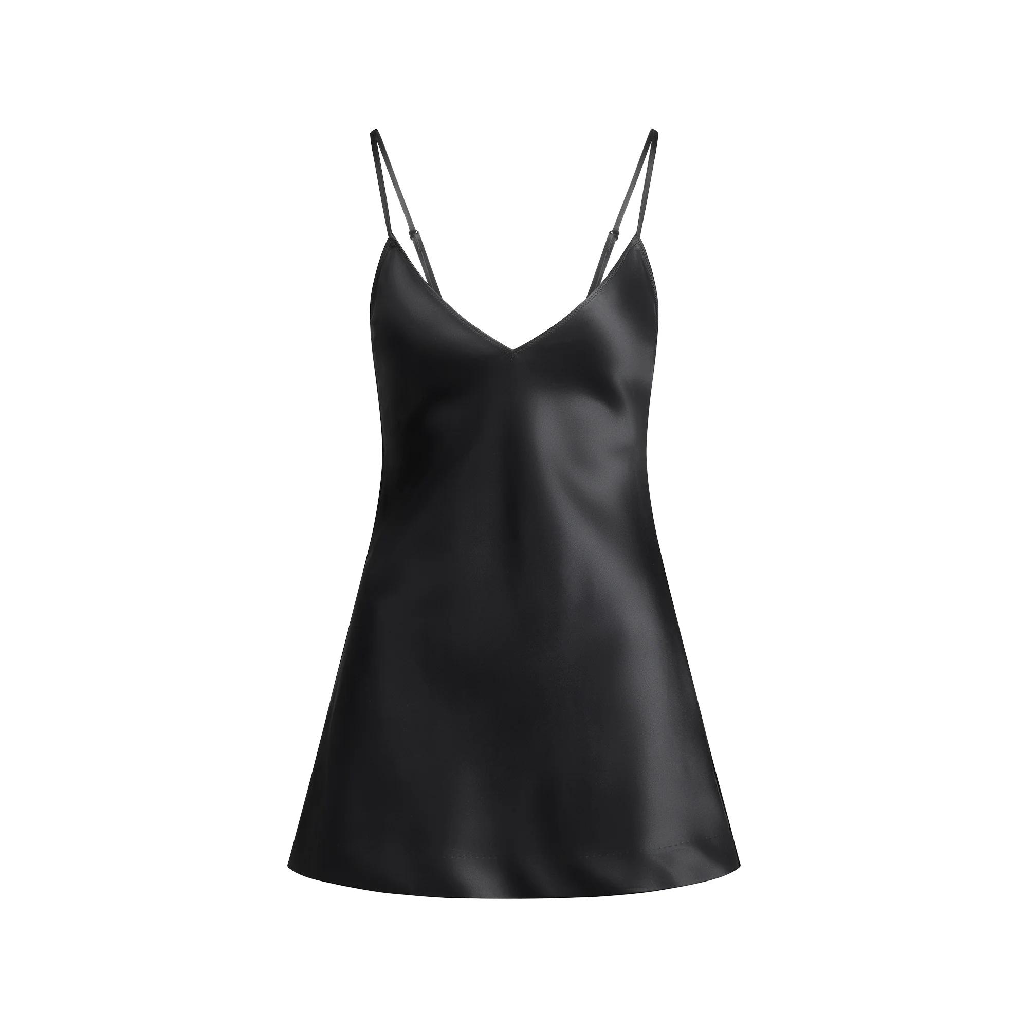 HEAVYWEIGHT SATIN CAMI MINI DRESS | ONYX