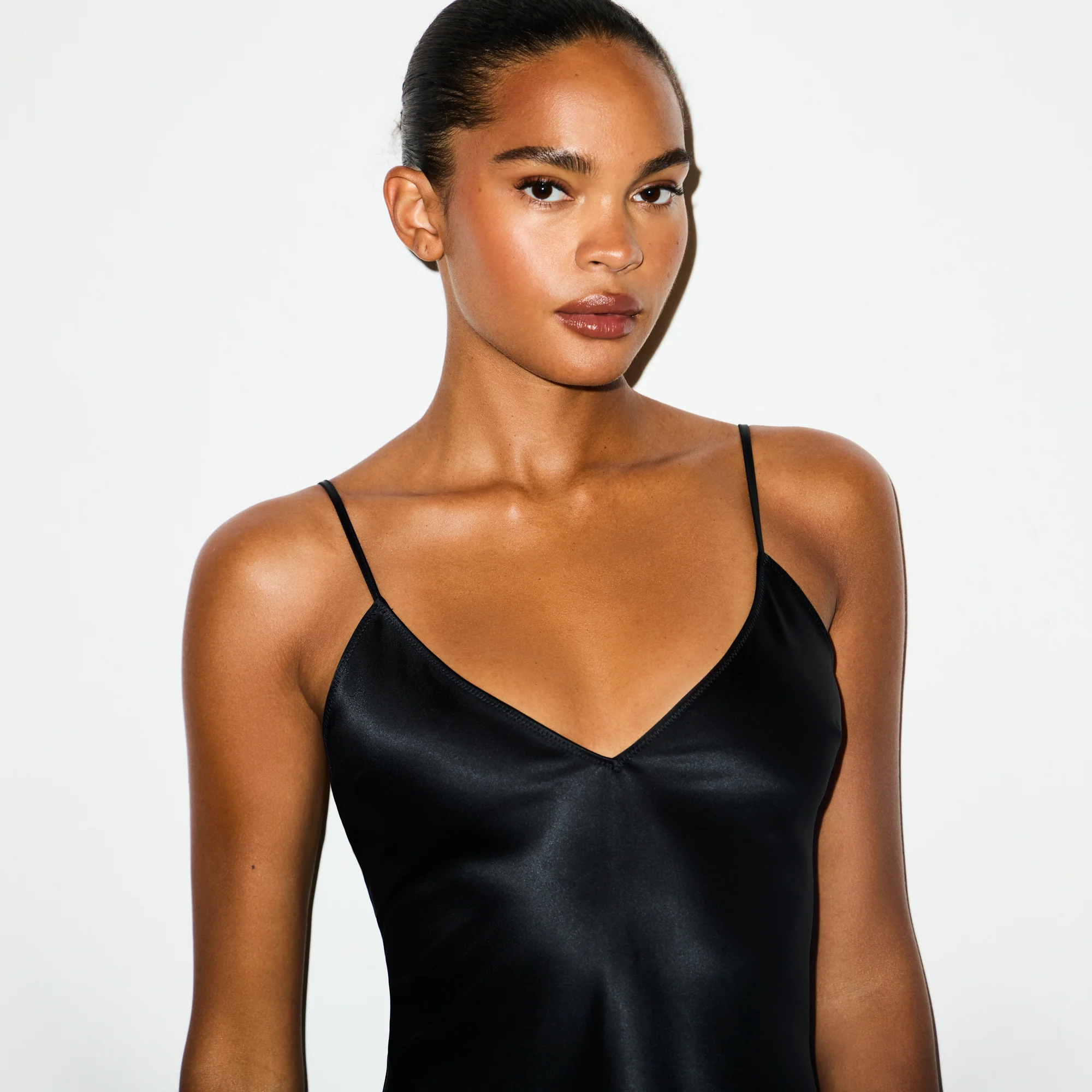 HEAVYWEIGHT SATIN CAMI MINI DRESS | ONYX - Image 4