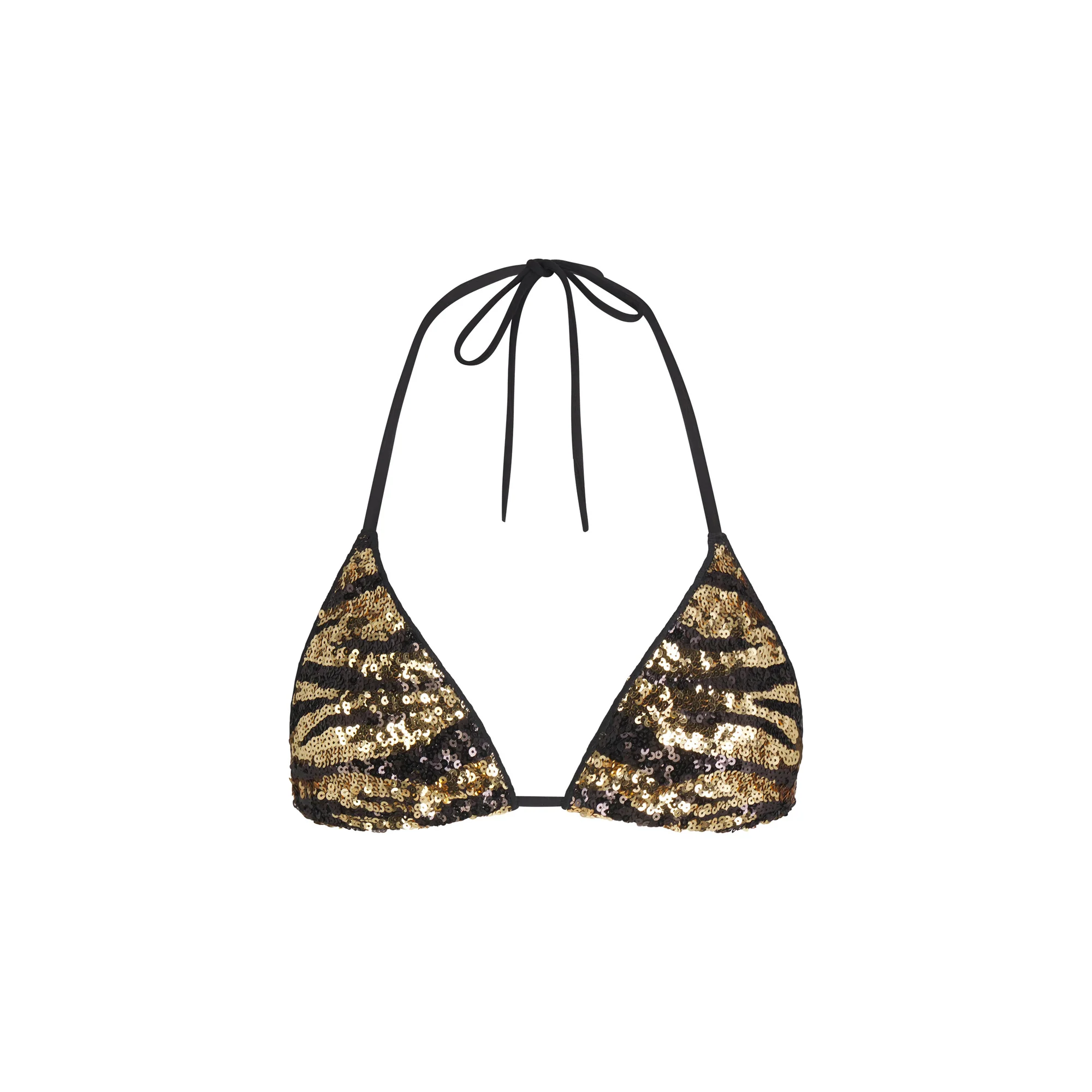 ICONIC SWIM SEQUIN TRIANGLE BIKINI TOP | BISCOTTI SEQUINED ZEBRA