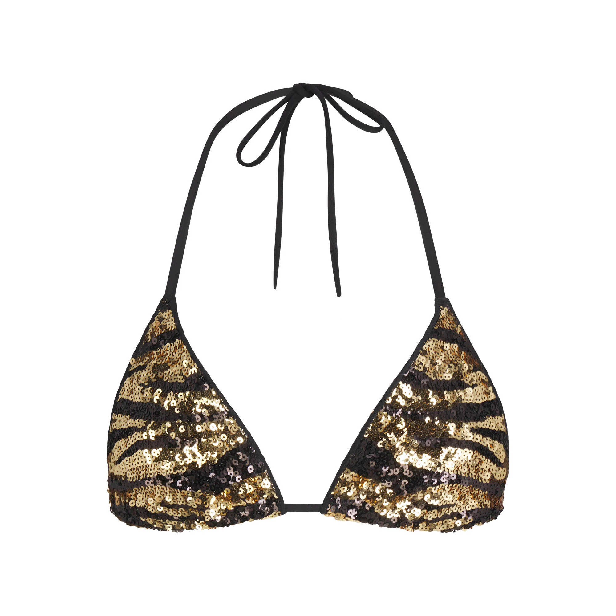 ICONIC SWIM SEQUIN TRIANGLE BIKINI TOP | BISCOTTI SEQUINED ZEBRA - Image 2