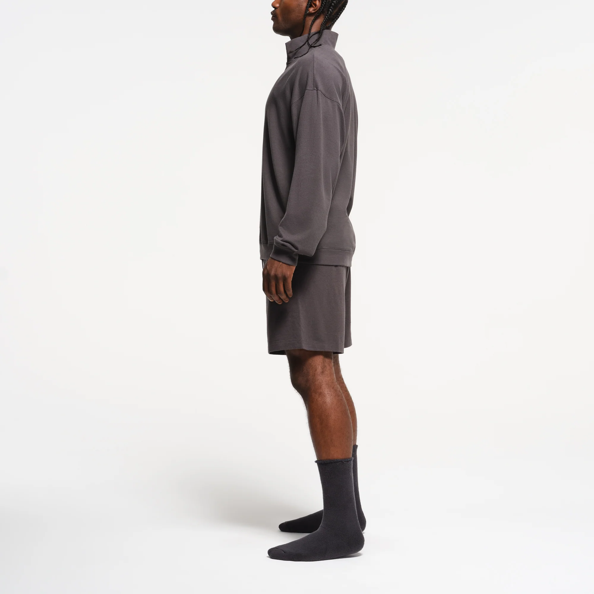 JERSEY LOUNGE MENS RELAXED QUARTER ZIP PULLOVER | ASH - Image 3