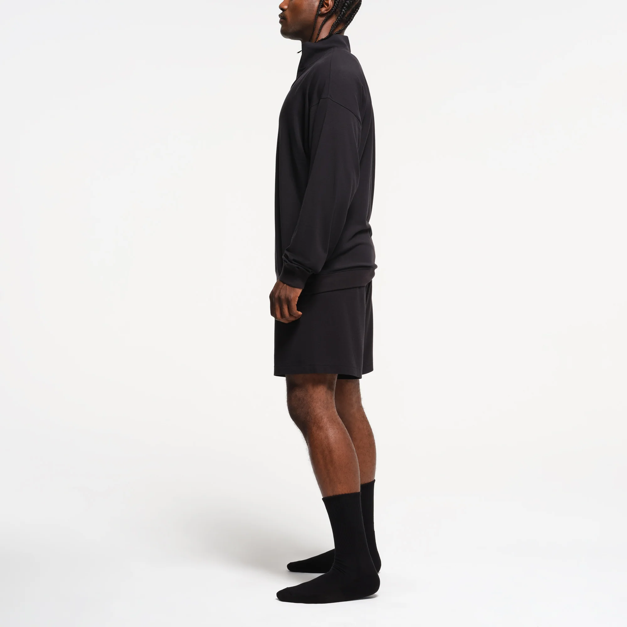 JERSEY LOUNGE MENS RELAXED QUARTER ZIP PULLOVER | OBSIDIAN - Image 3