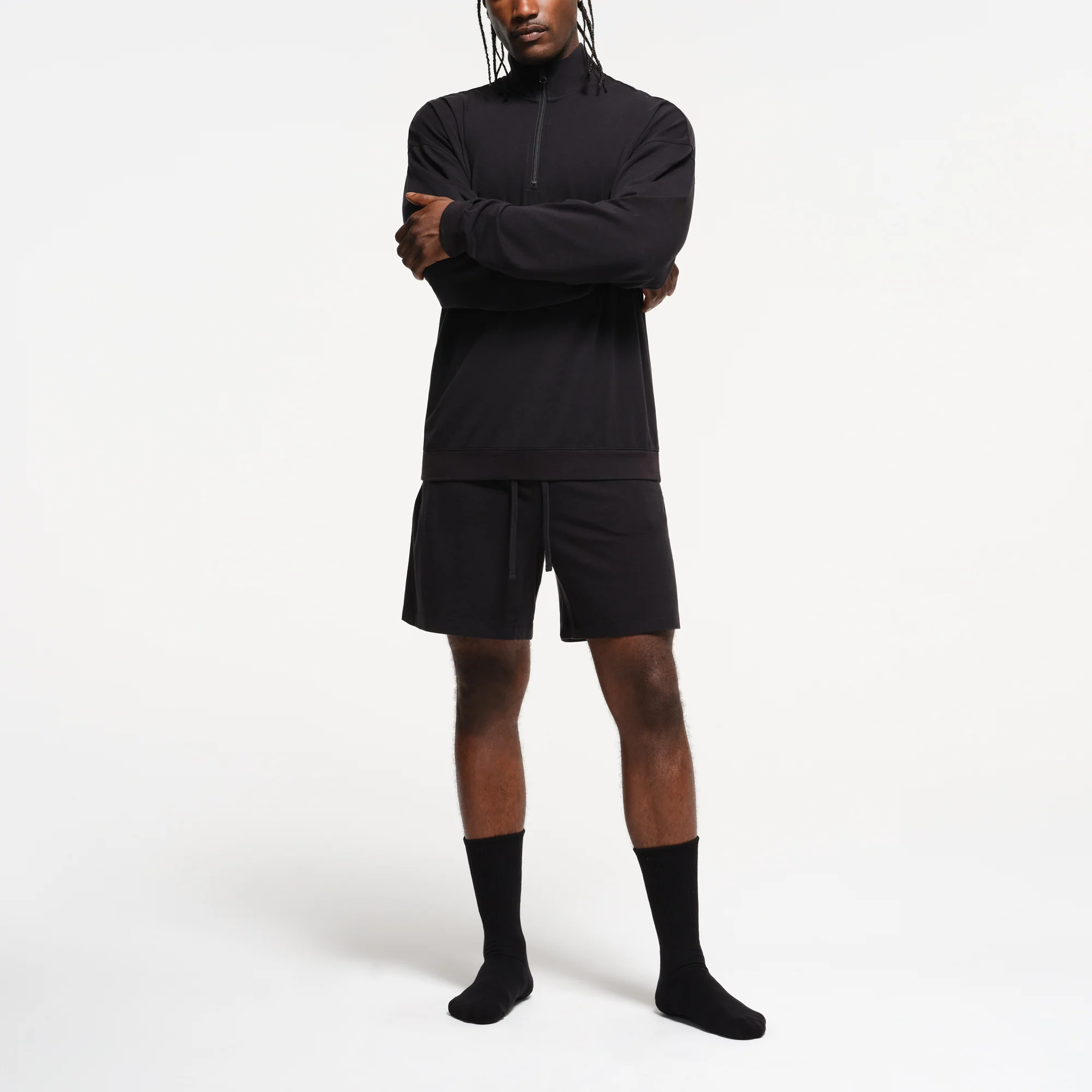 JERSEY LOUNGE MENS RELAXED QUARTER ZIP PULLOVER | OBSIDIAN - Image 5