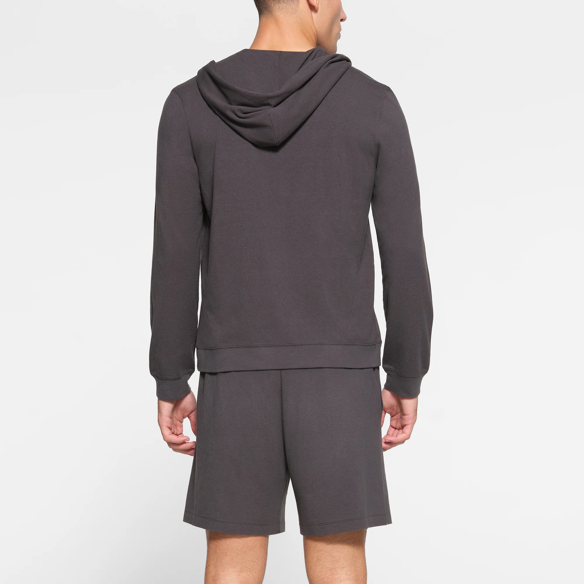 JERSEY LOUNGE MENS ZIP UP HOODIE | ASH - Image 4