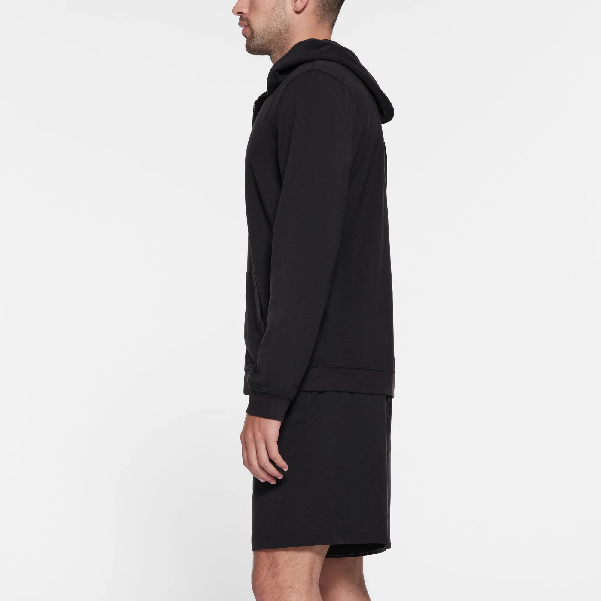 JERSEY LOUNGE MENS ZIP UP HOODIE | OBSIDIAN - Image 3
