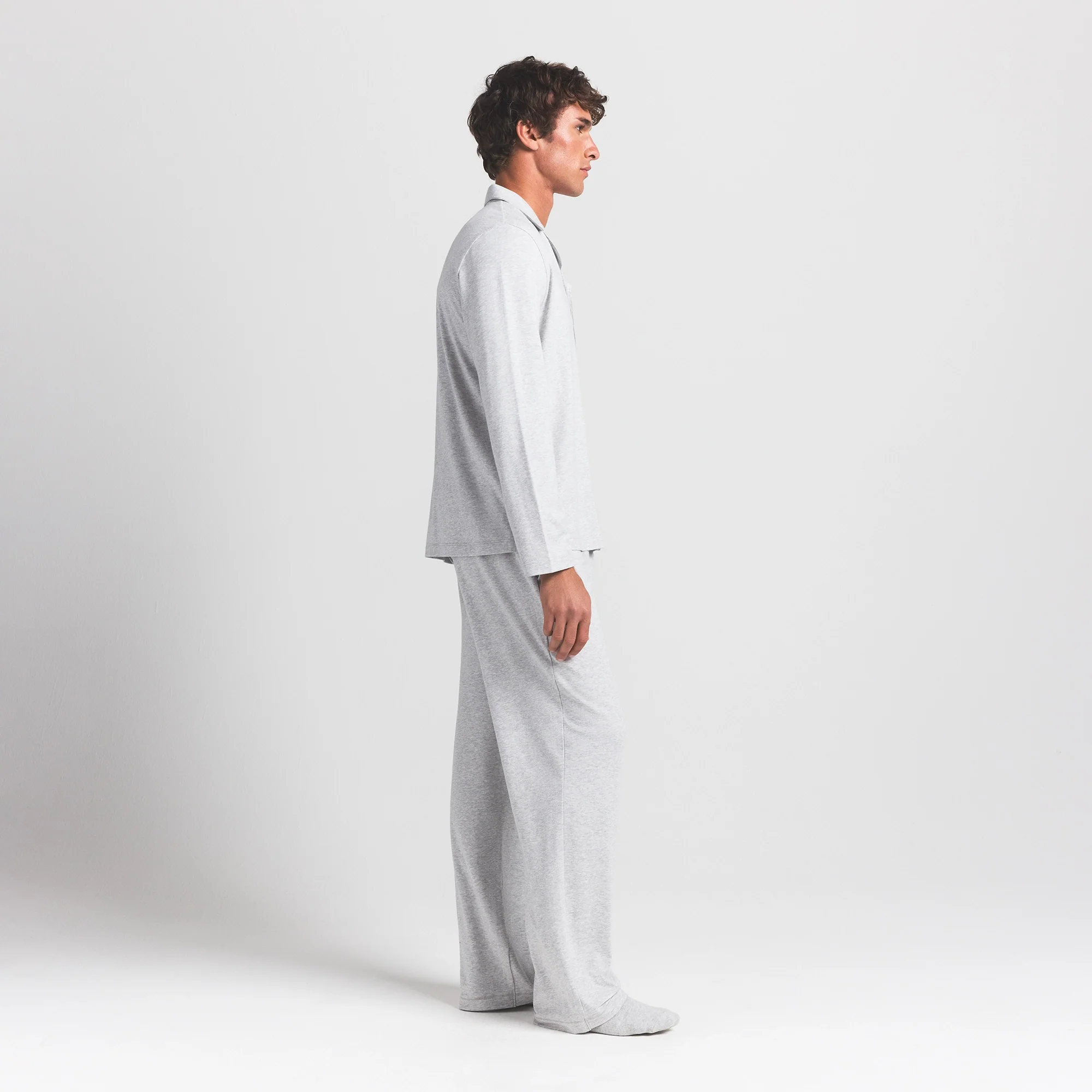 JERSEY SLEEP MENS SLEEP SET | LIGHT HEATHER GREY - Image 3