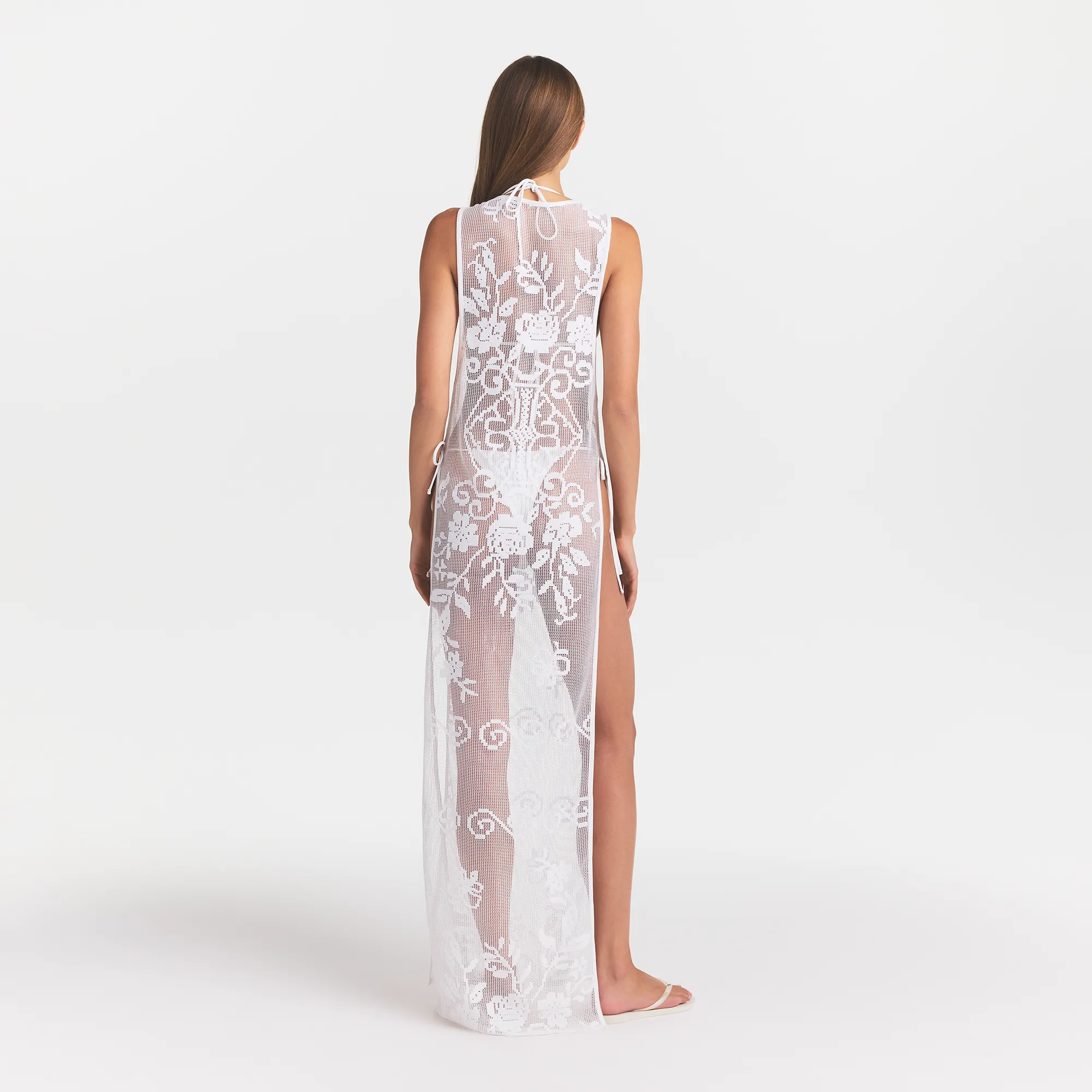 LACE COVER-UPS LONG DRESS | SNOW - Image 4