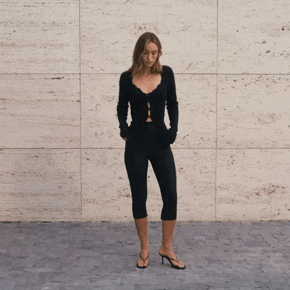 LACE KNIT LONG SLEEVE CARDIGAN | OBSIDIAN - Image 5