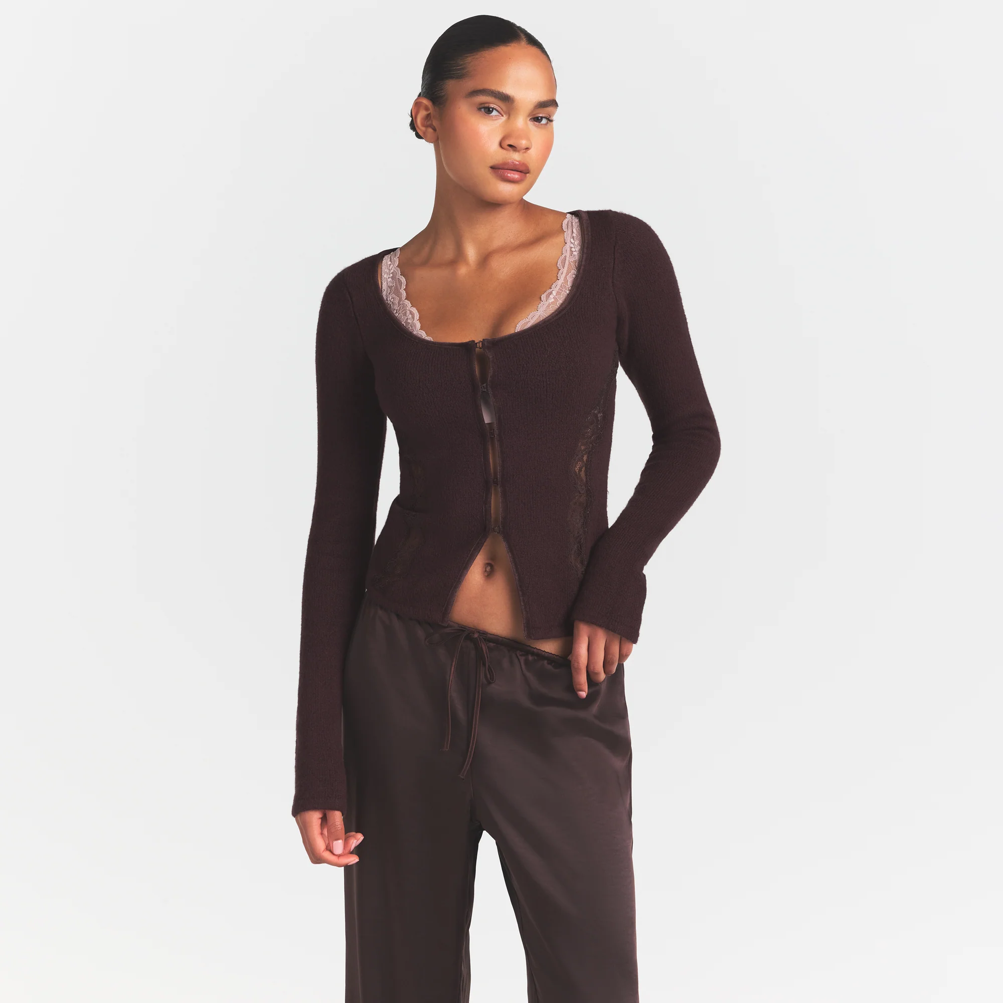 LACE KNIT LONG SLEEVE CARDIGAN | PHOENIX - Image 3