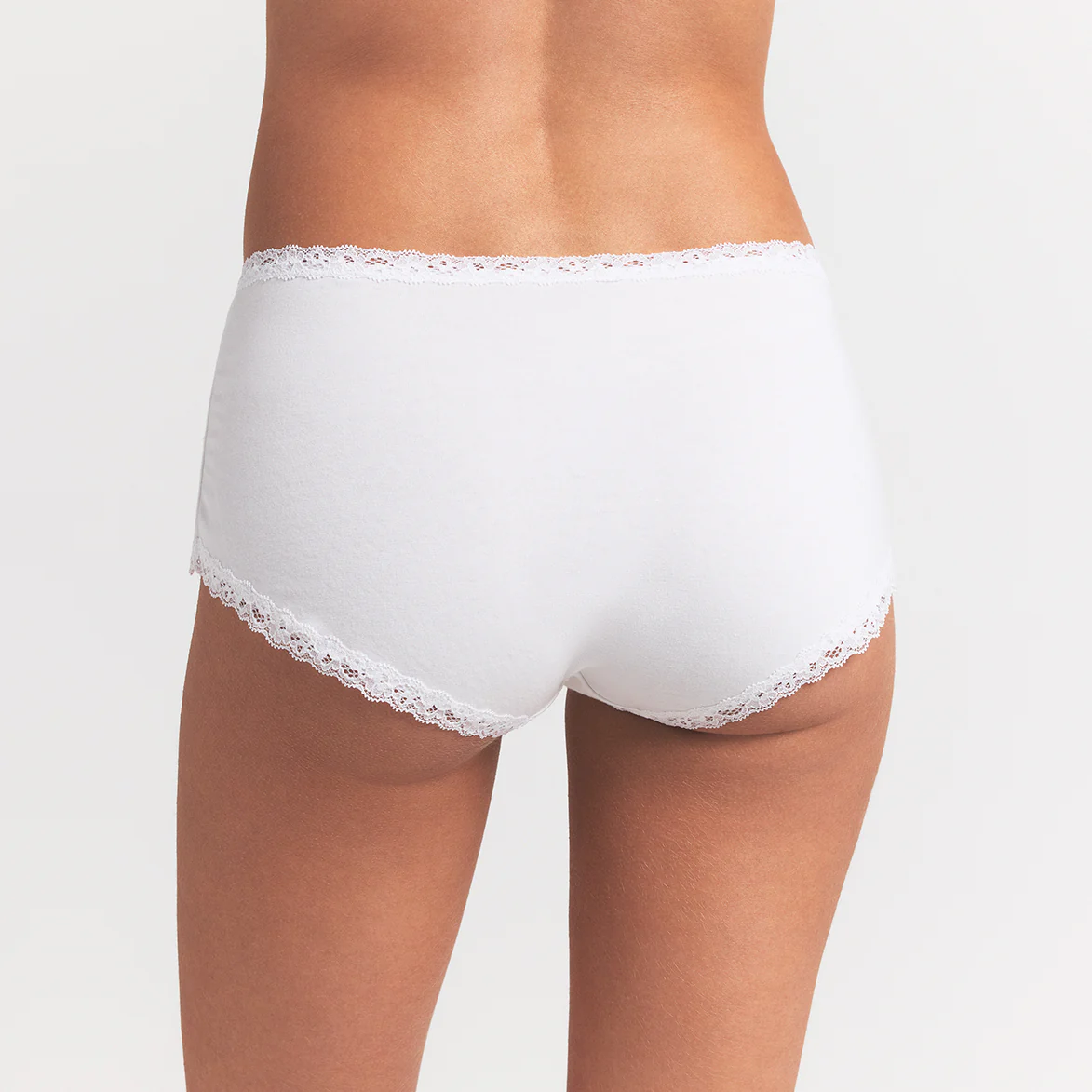 LIGHTWEIGHT COTTON LACE BOY SHORT | SNOW - Image 4