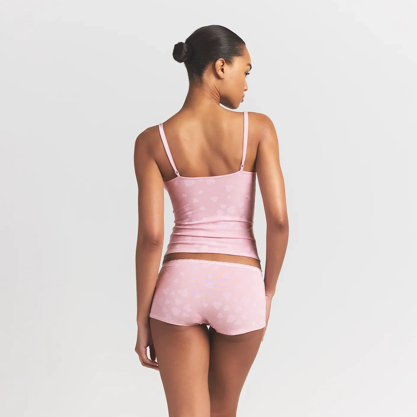 LIGHTWEIGHT COTTON LACE CAMI AND BOY SHORT SET | HALITE CLUSTERED HEARTS - Image 5