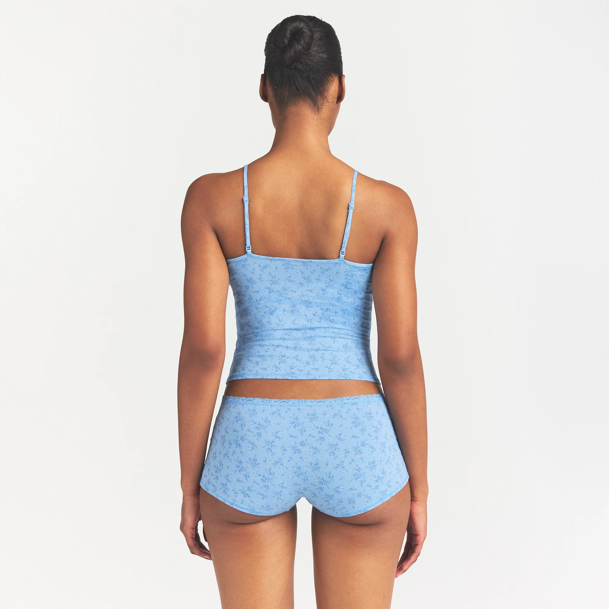 LIGHTWEIGHT COTTON LACE CAMI AND BOY SHORT SET | SURF DAINTY FLORAL PRINT - Image 4