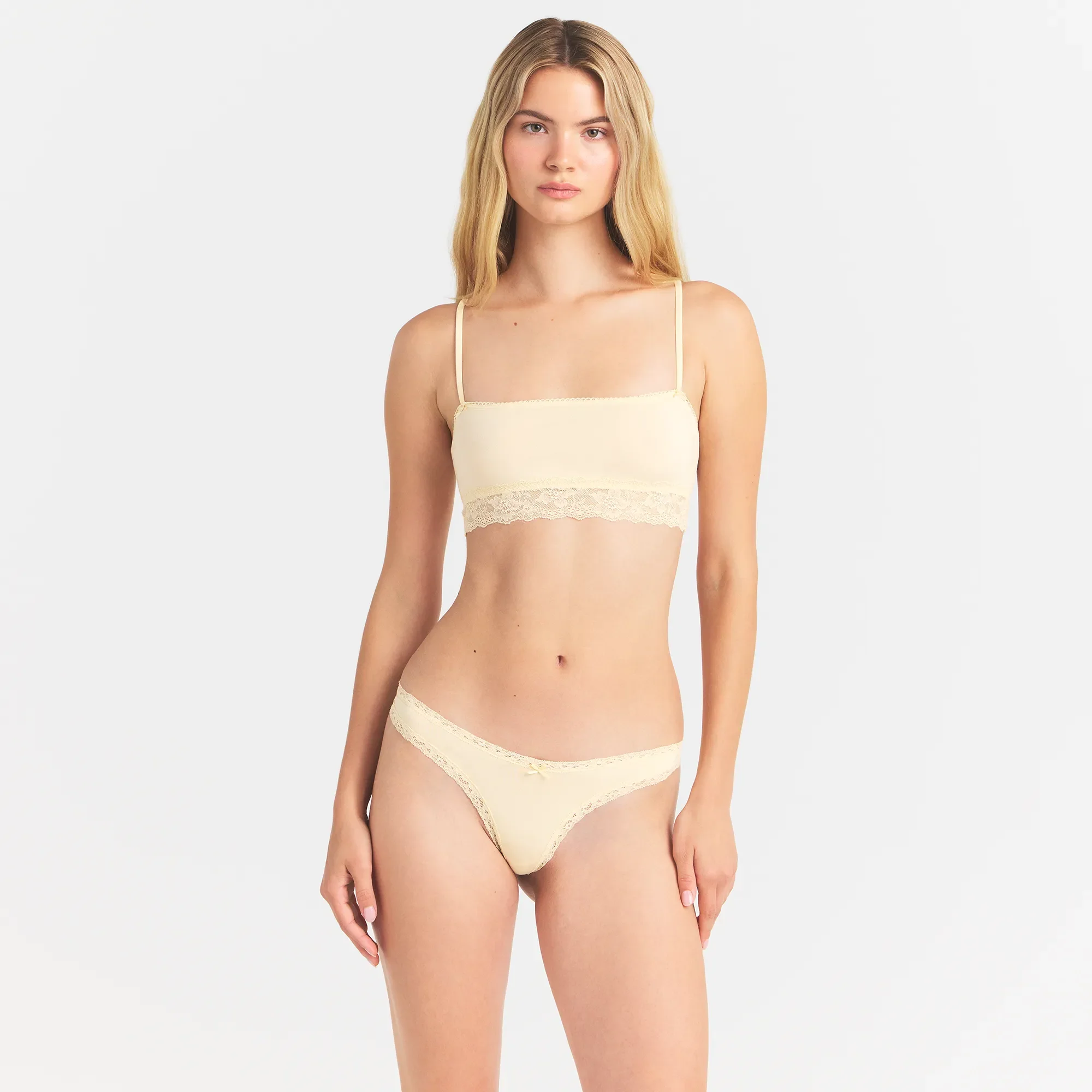 LIGHTWEIGHT COTTON LACE THONG | BUTTER TONAL - Image 3