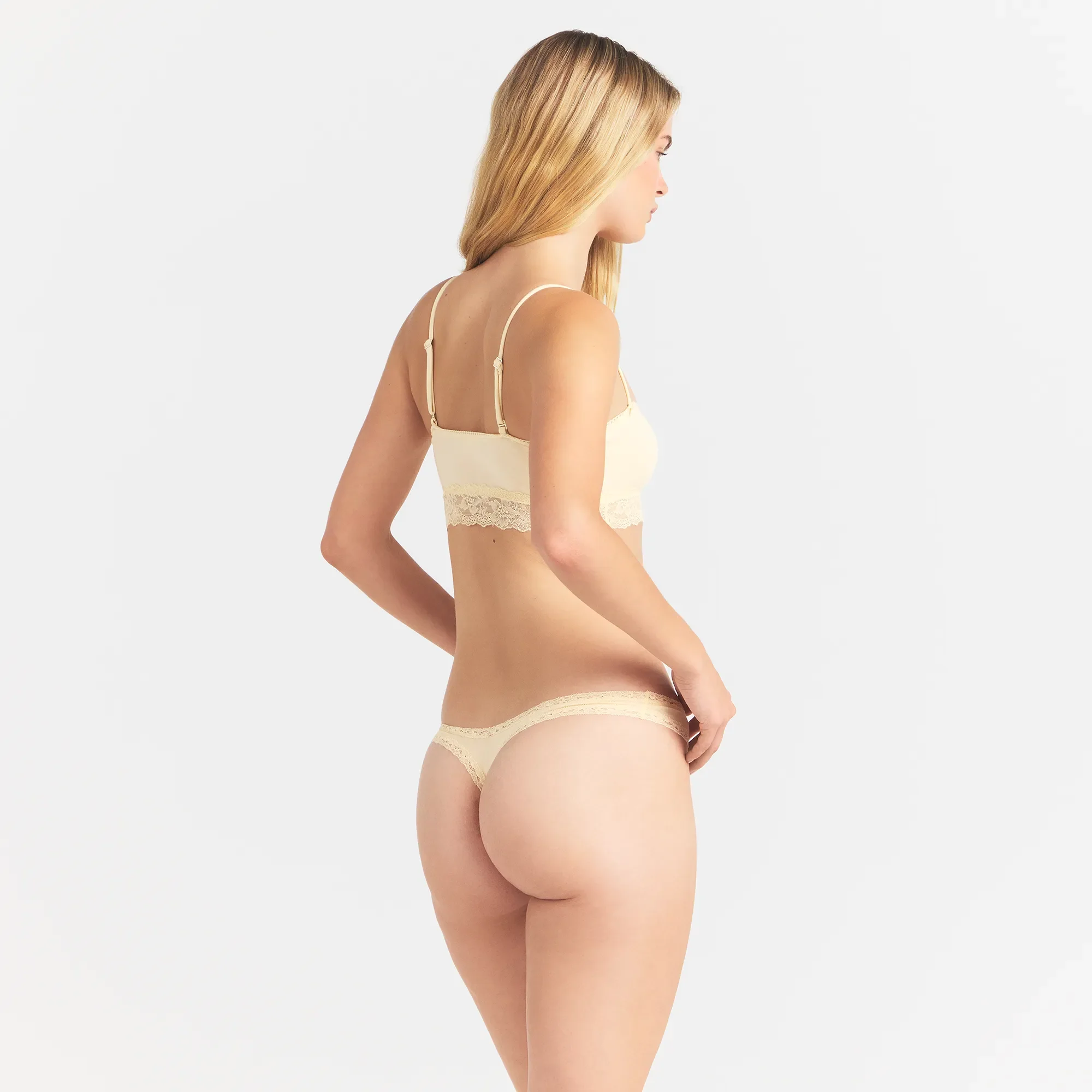 LIGHTWEIGHT COTTON LACE THONG | BUTTER TONAL - Image 5