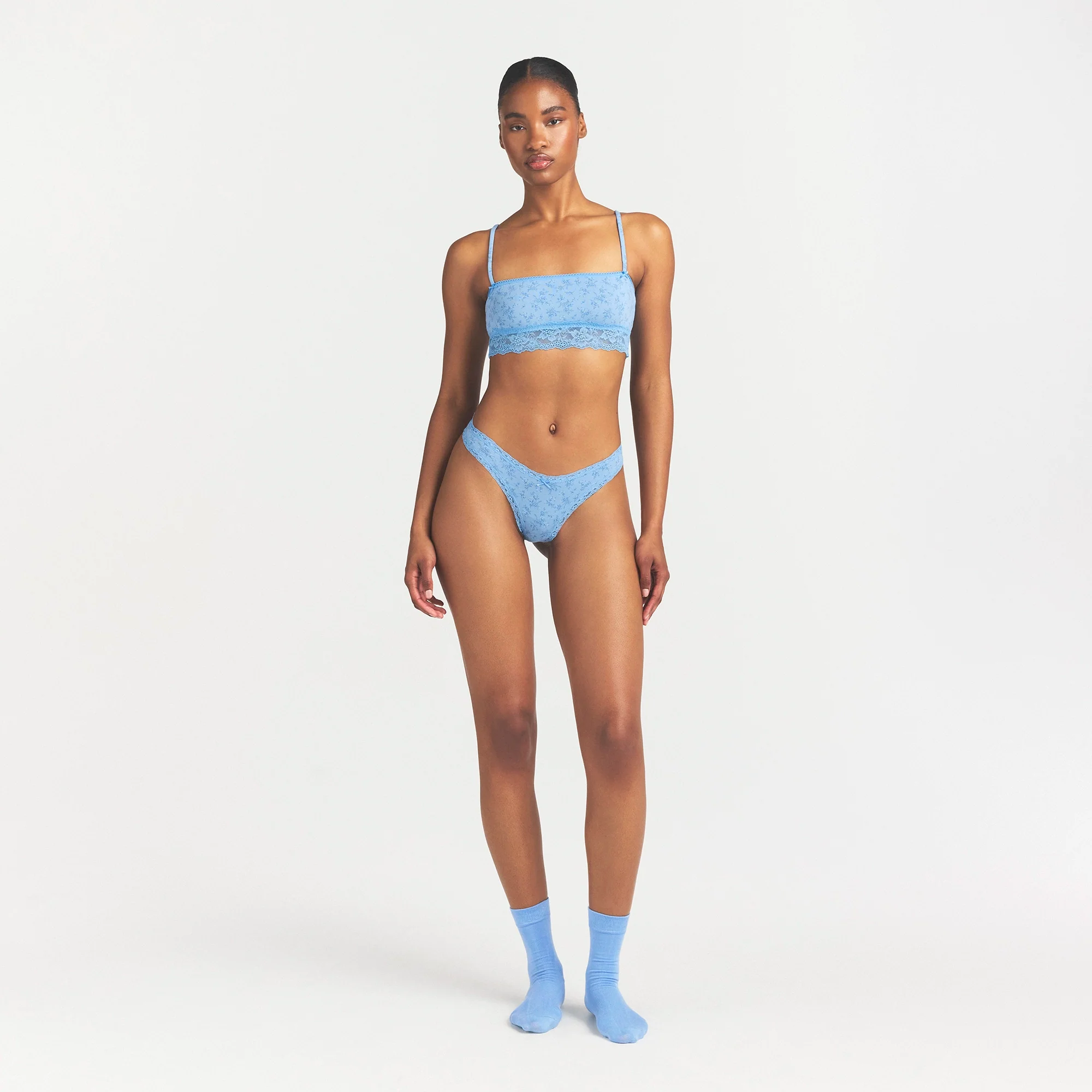 LIGHTWEIGHT COTTON LACE THONG | SURF DAINTY FLORAL PRINT - Image 2