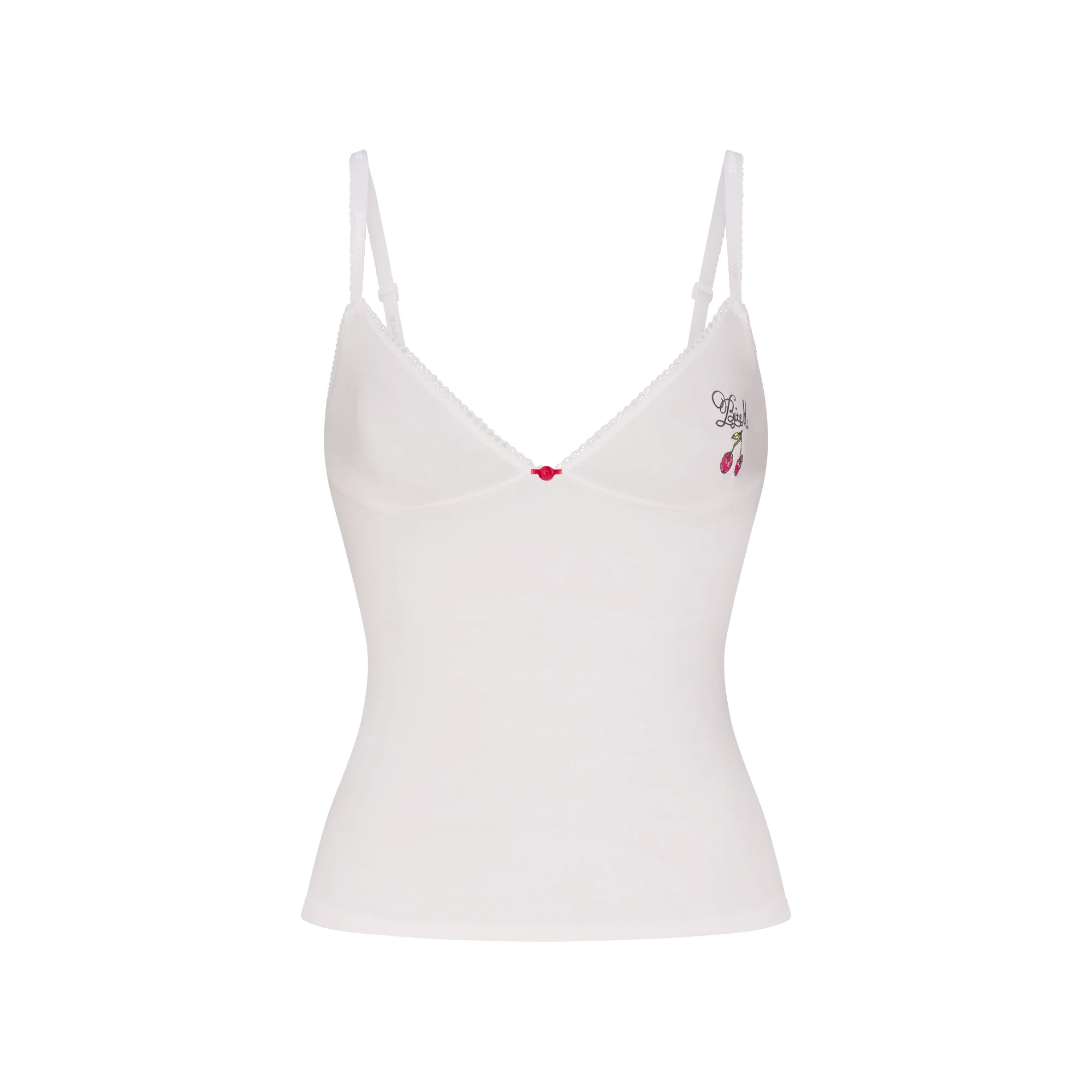 LIGHTWEIGHT COTTON LOGO PICOT CAMI AND BOY SHORT SET | SNOW CONTRAST - Image 7