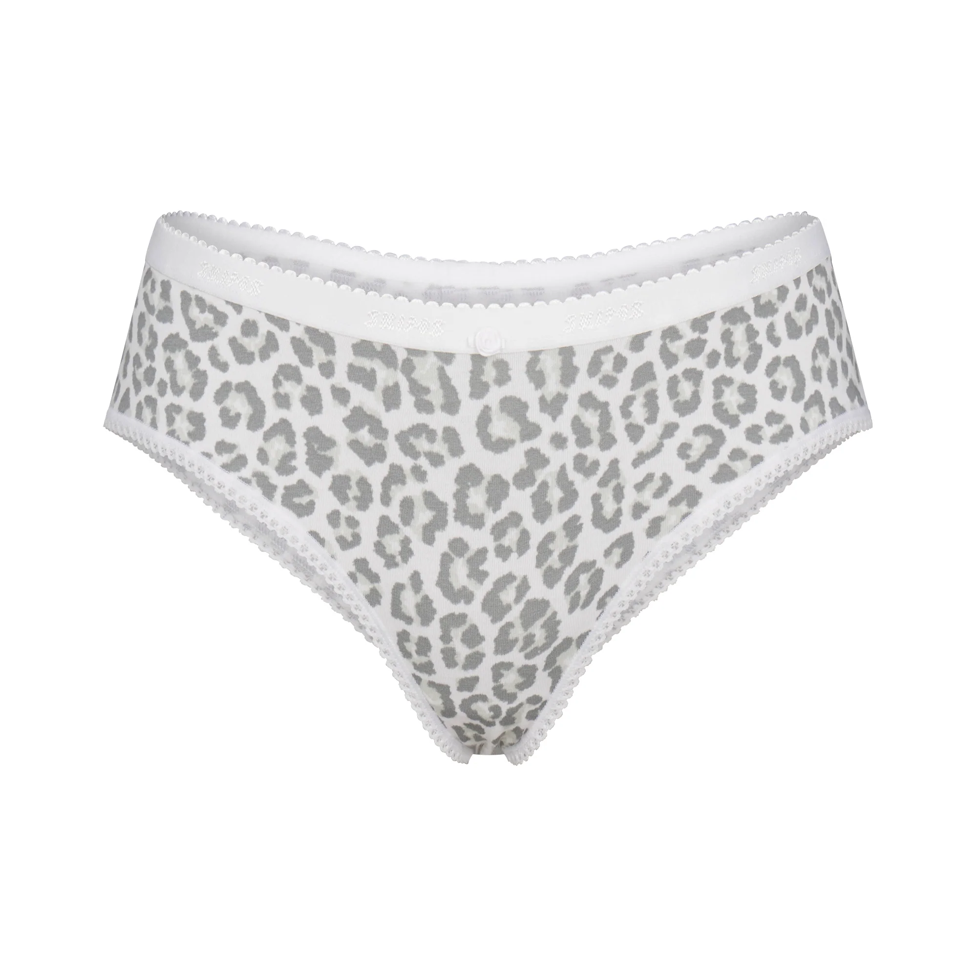 LIGHTWEIGHT COTTON LOGO PICOT HIPSTER | SNOW LEOPARD PRINT