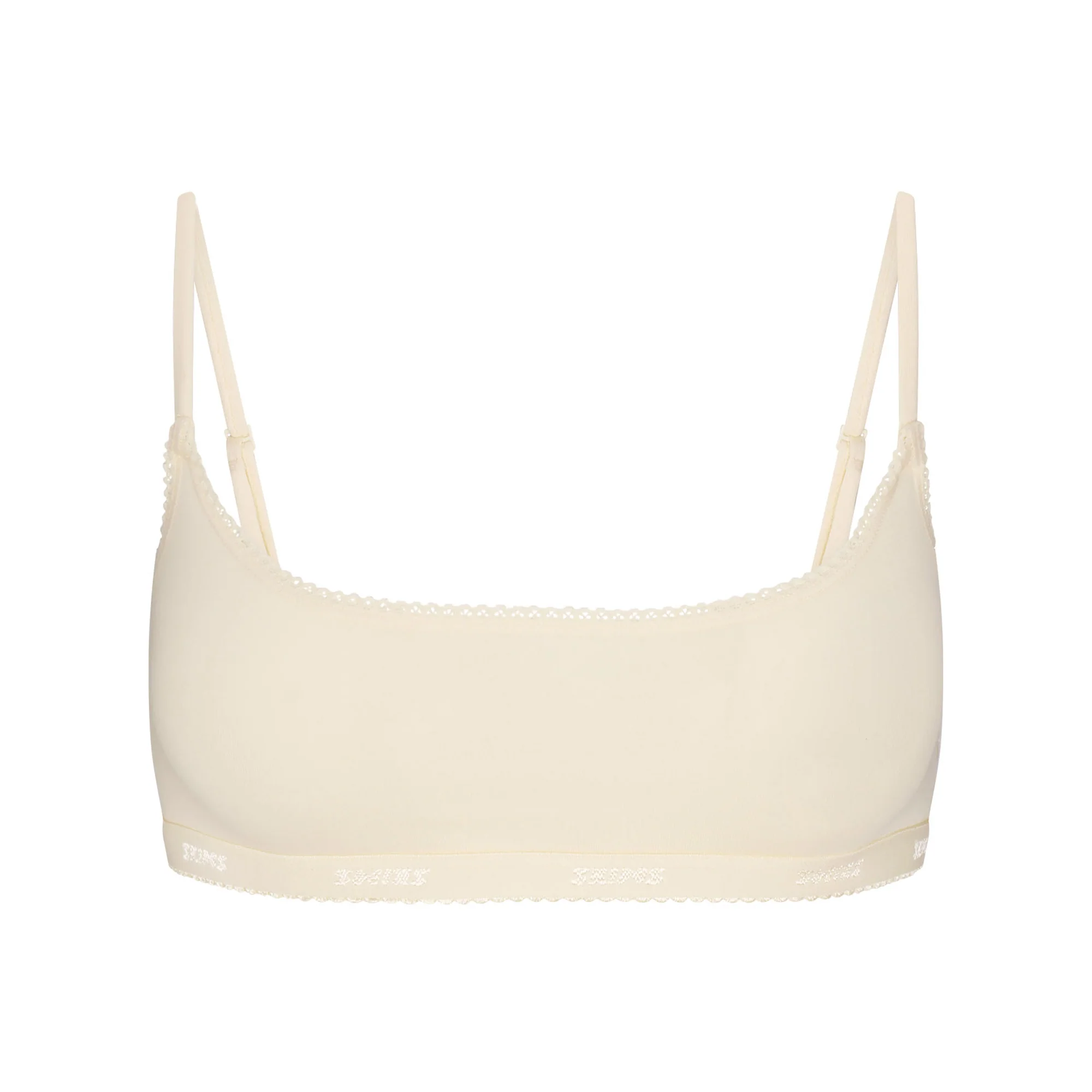 LIGHTWEIGHT COTTON LOGO PICOT SCOOP BRALETTE | BUTTER TONAL