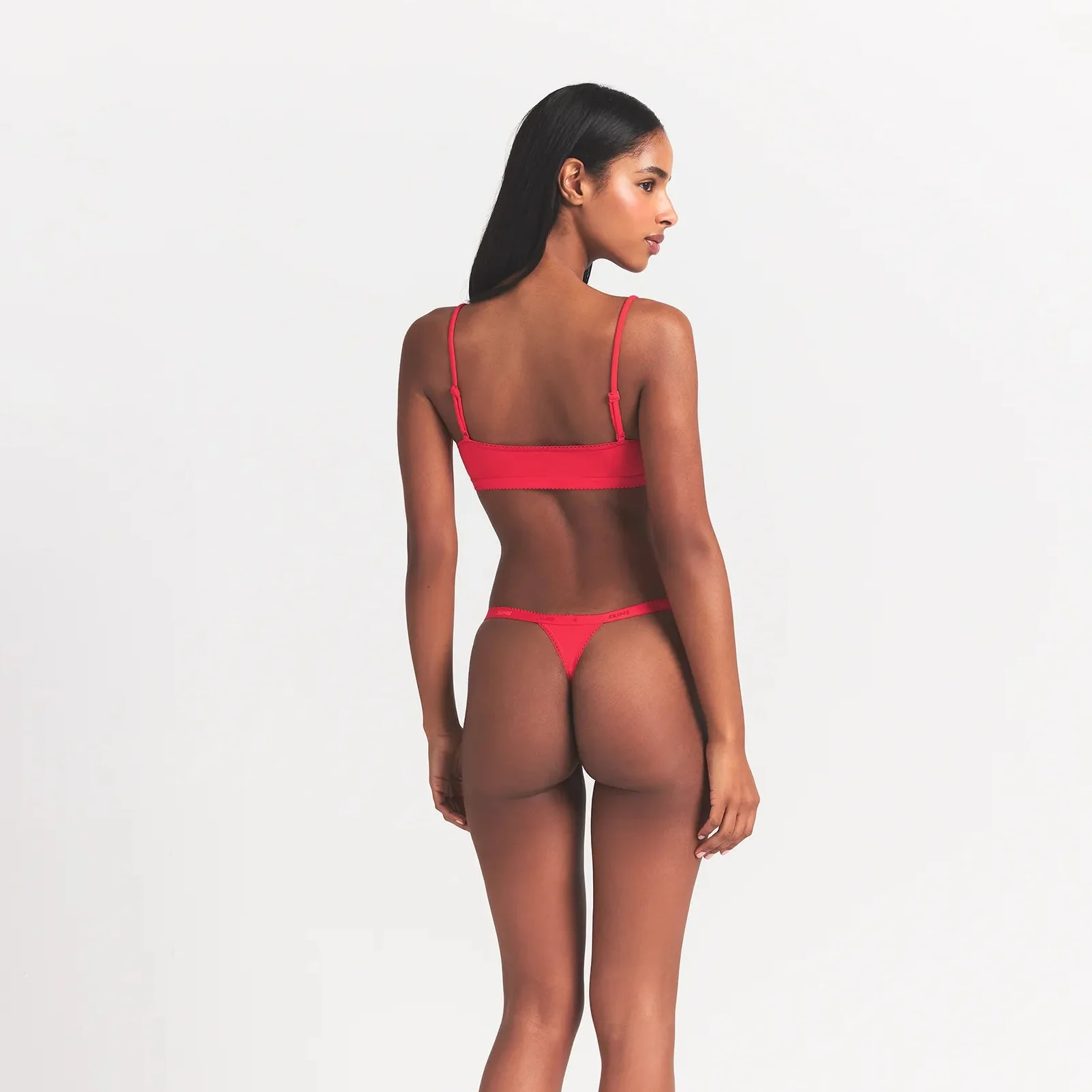 LIGHTWEIGHT COTTON LOGO PICOT SCOOP BRALETTE | RUBY TONAL - Image 4