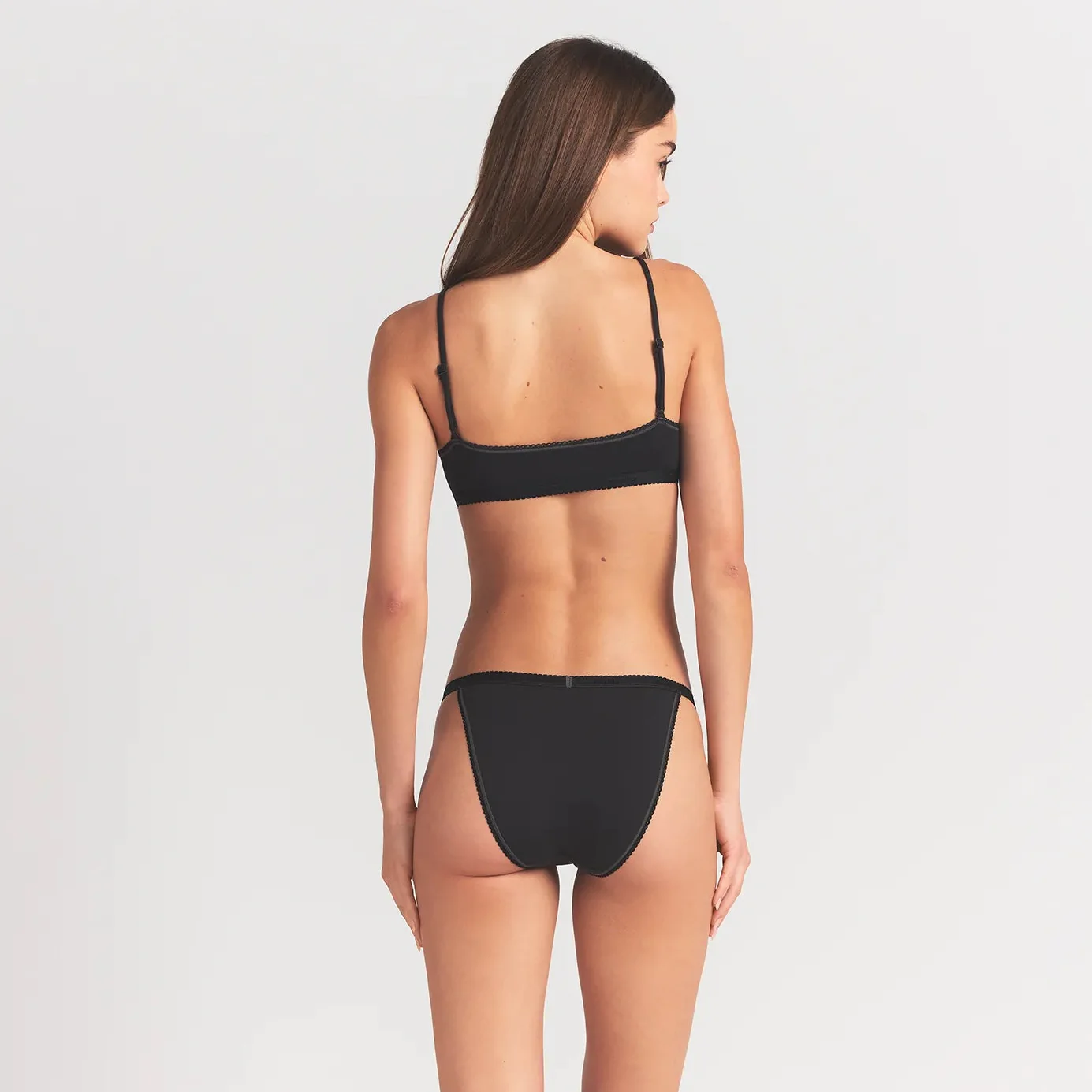 LIGHTWEIGHT COTTON LOGO PICOT SCOOP BRALETTE | SOOT TONAL - Image 4
