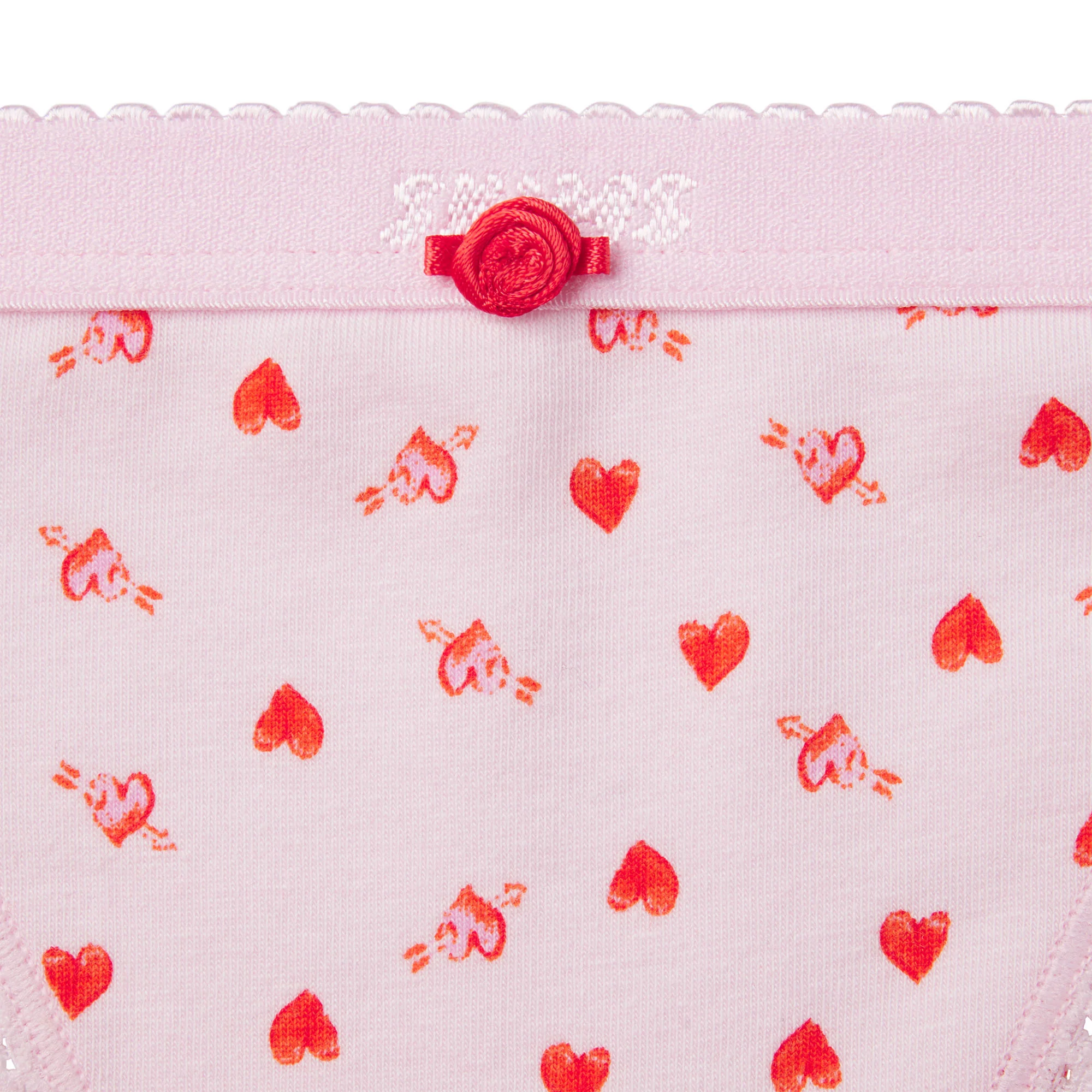 LIGHTWEIGHT COTTON LOGO PICOT STRING BIKINI | BABY PINK ARROWED HEARTS - Image 6