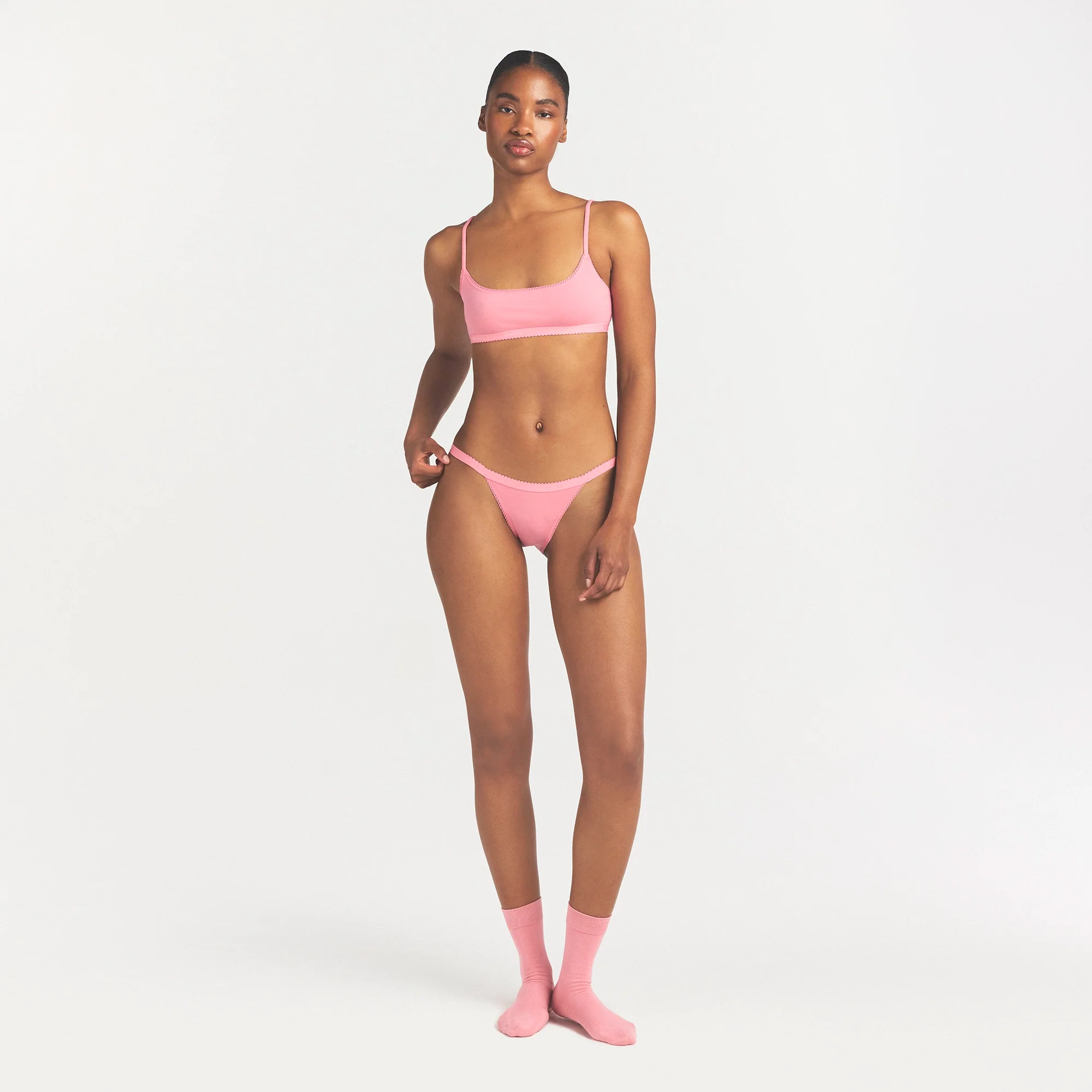 LIGHTWEIGHT COTTON LOGO PICOT STRING BIKINI | MELON TONAL - Image 2