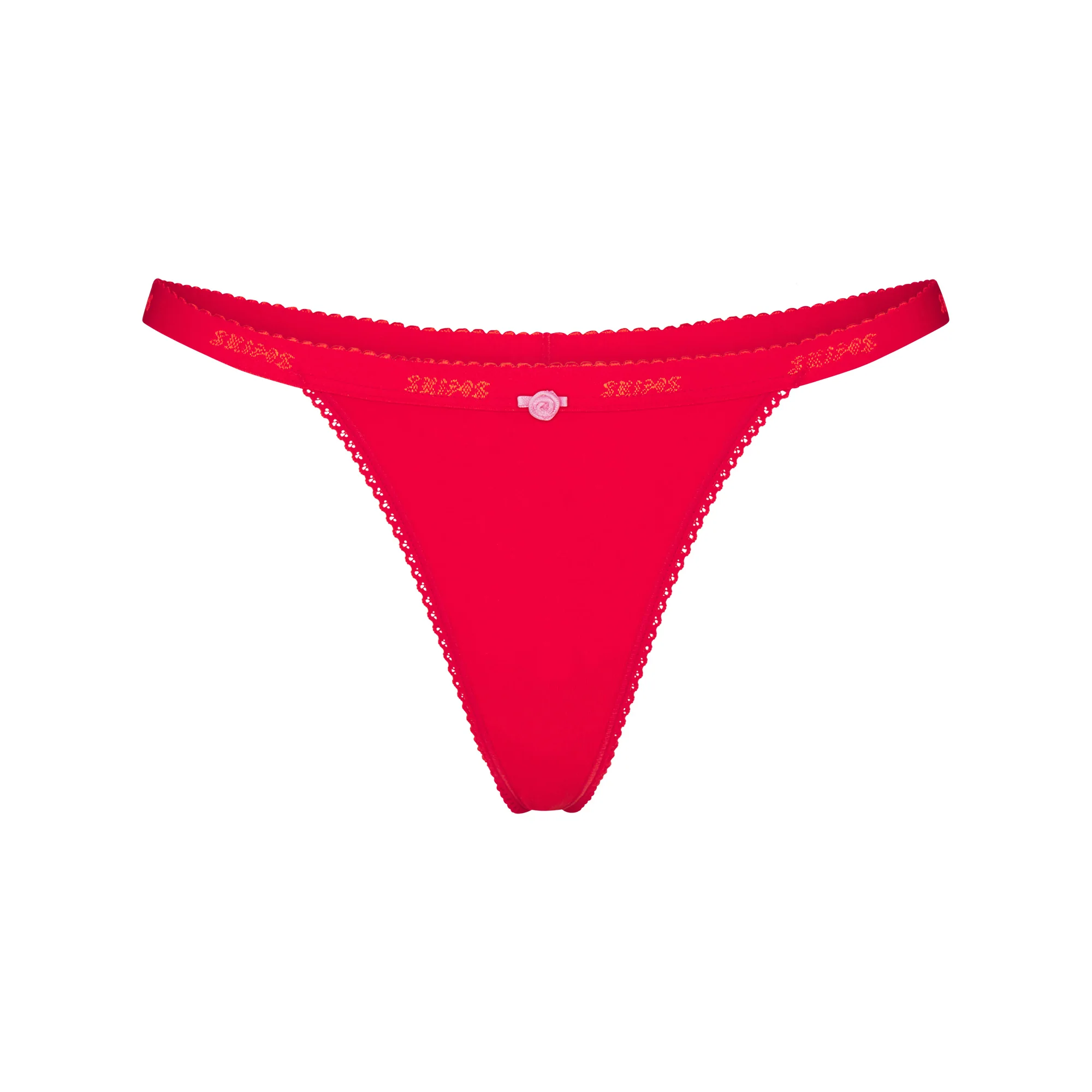 LIGHTWEIGHT COTTON LOGO PICOT THONG | RUBY TONAL