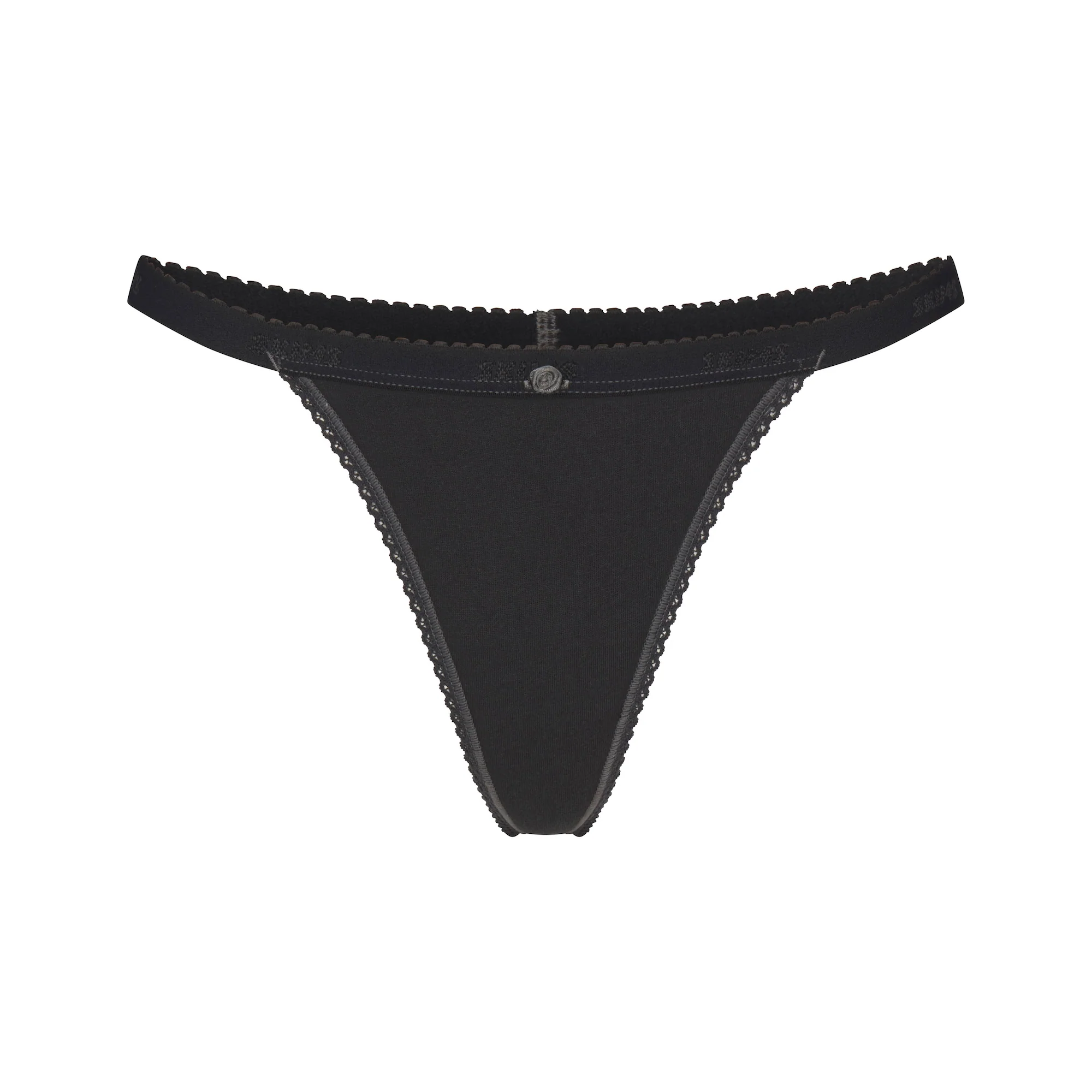 LIGHTWEIGHT COTTON LOGO PICOT THONG | SOOT