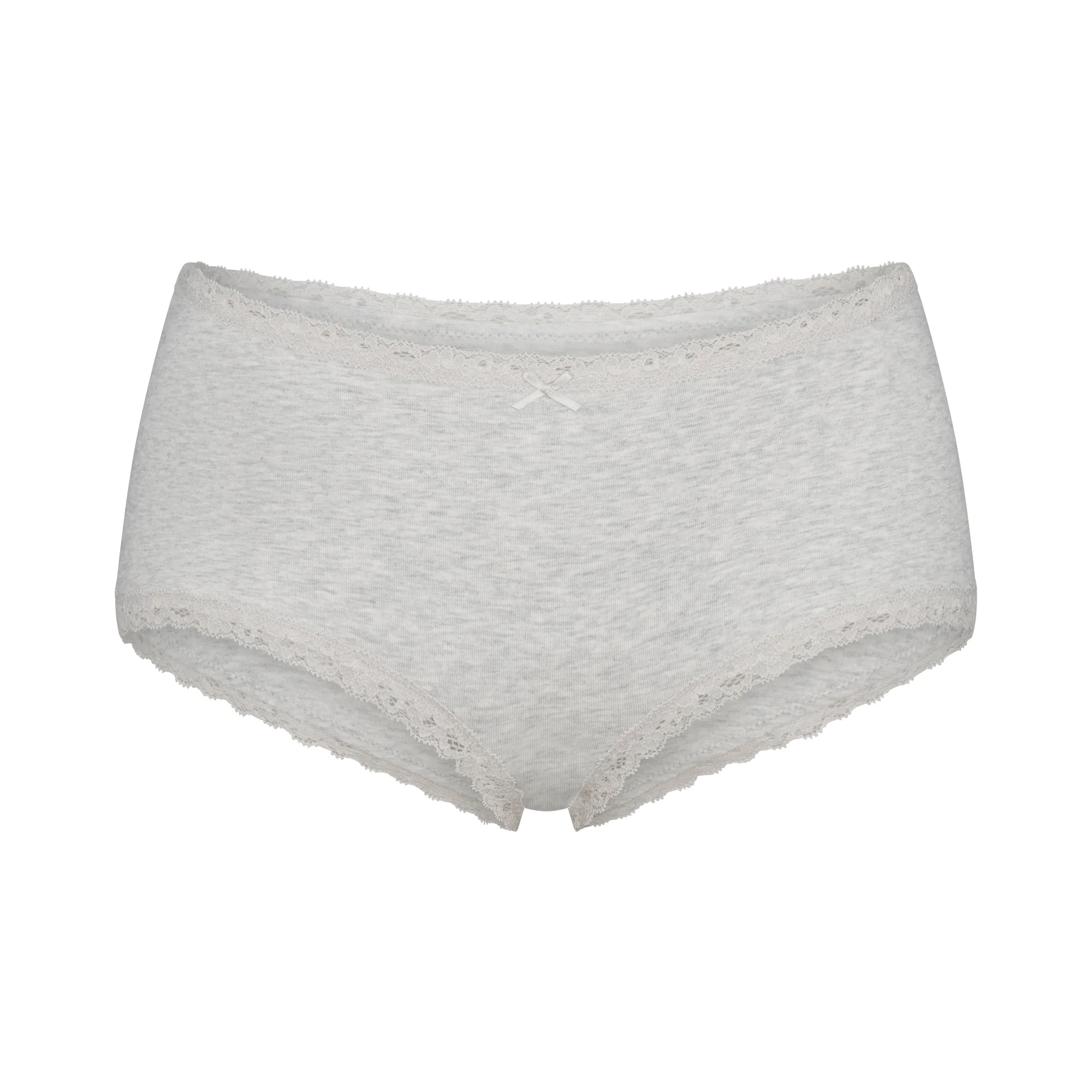 LIGHTWEIGHT COTTON POINTELLE LACE BOY SHORT | LIGHT HEATHER GREY