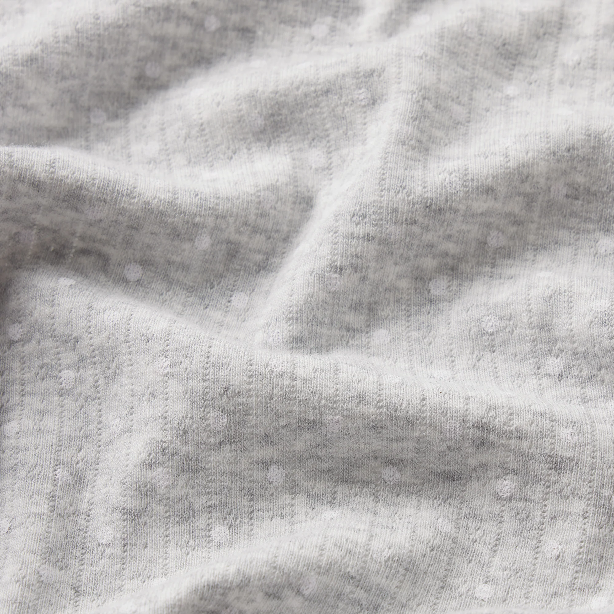 LIGHTWEIGHT COTTON POINTELLE LACE BOY SHORT | LIGHT HEATHER GREY PIN DOT - Image 6