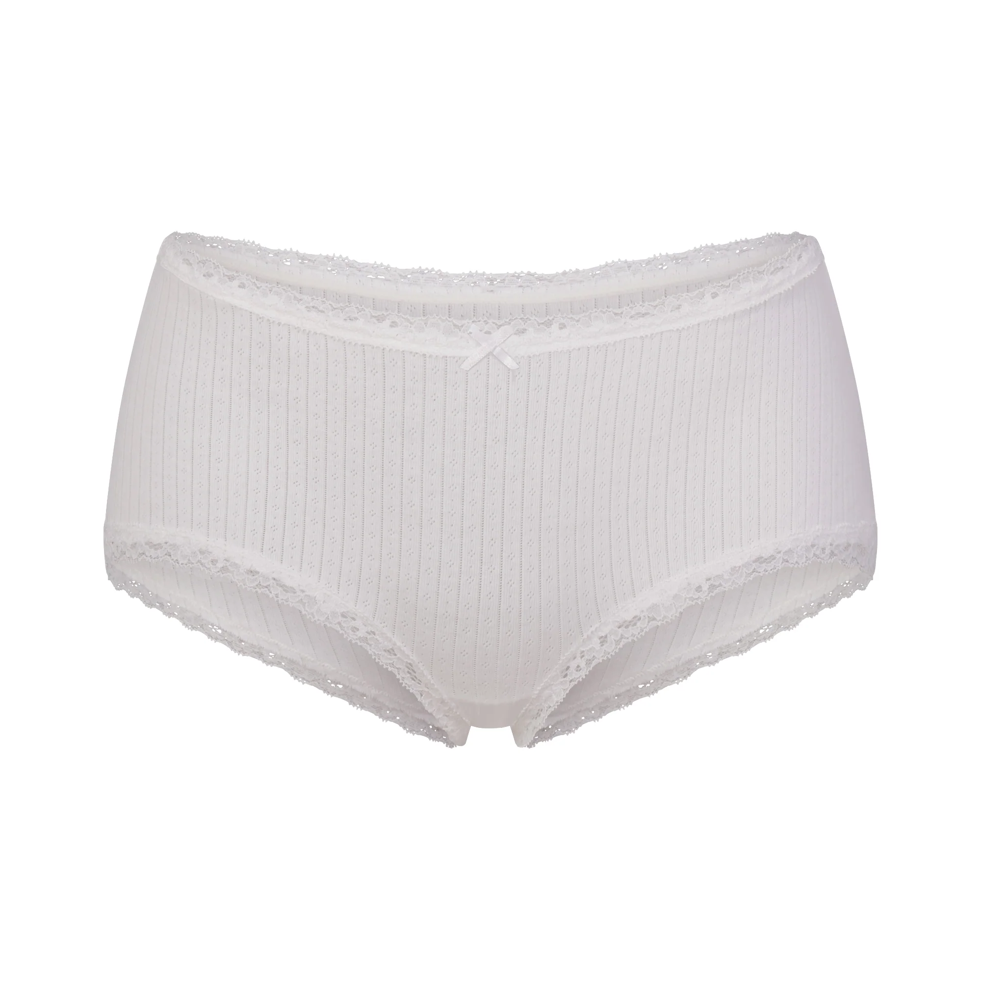 LIGHTWEIGHT COTTON POINTELLE LACE BOY SHORT | SNOW