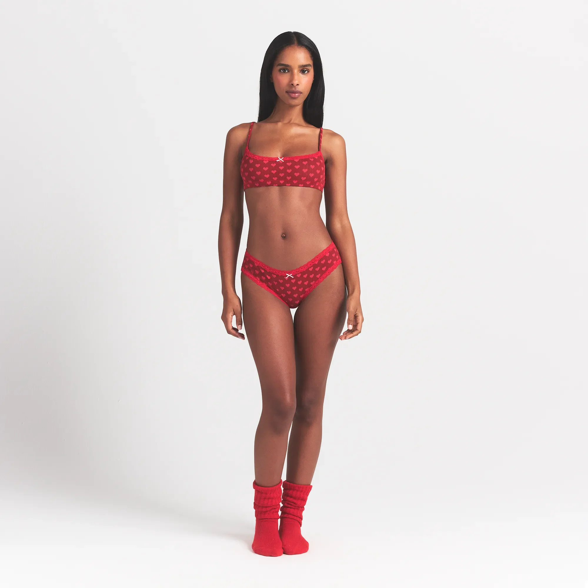 LIGHTWEIGHT COTTON POINTELLE LACE BRIEF | BRICK HEART HALFDROP - Image 2