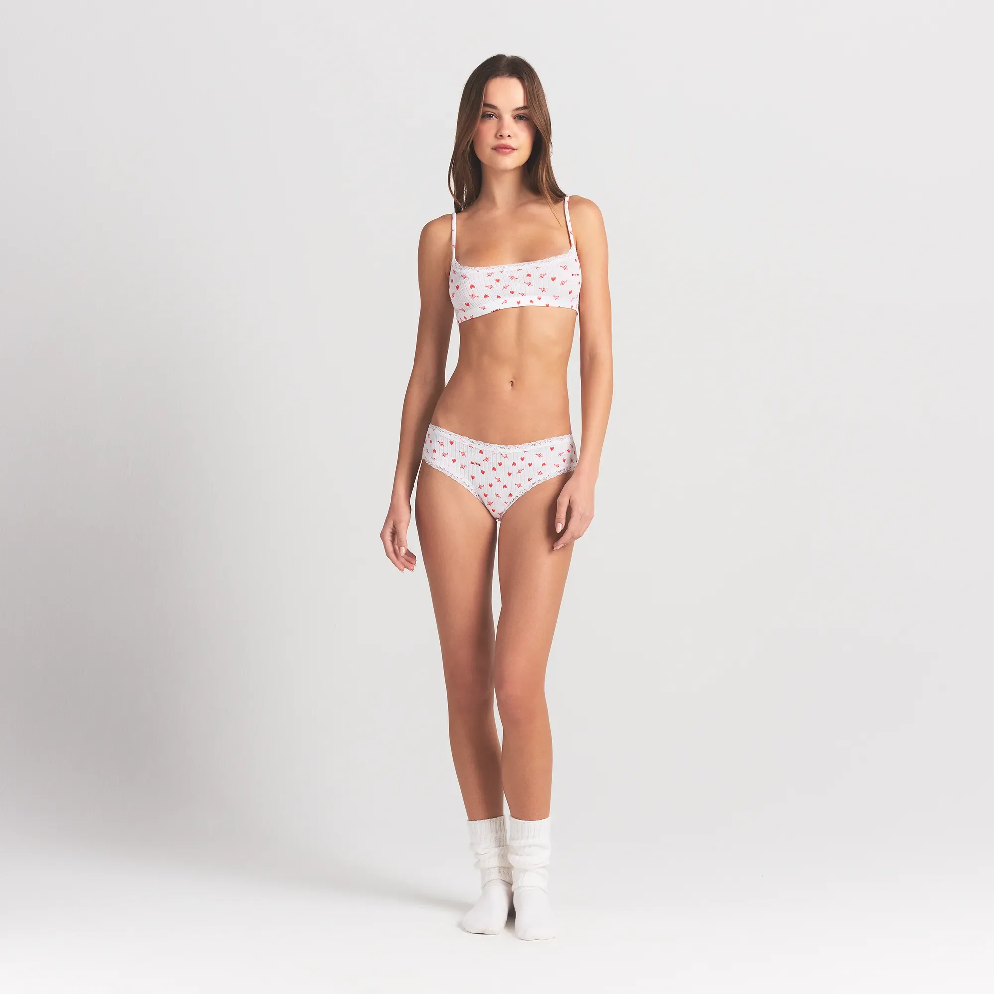 LIGHTWEIGHT COTTON POINTELLE LACE BRIEF | SNOW ARROWED HEARTS - Image 2