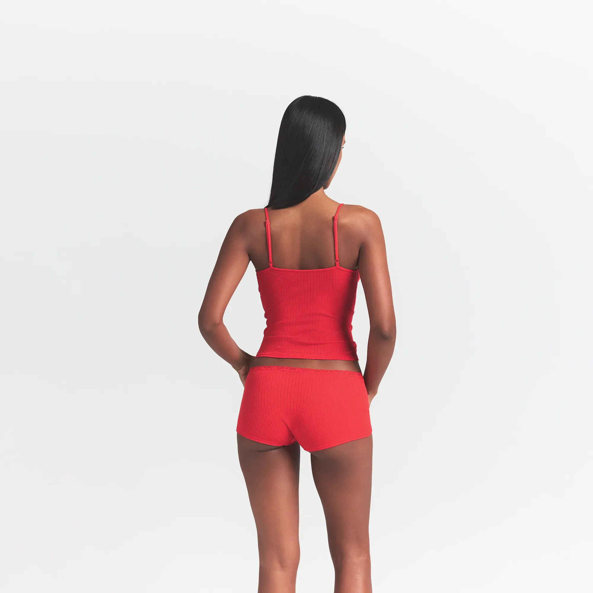 LIGHTWEIGHT COTTON POINTELLE LACE CAMI AND BOY SHORT SET | RUBY TONAL - Image 4