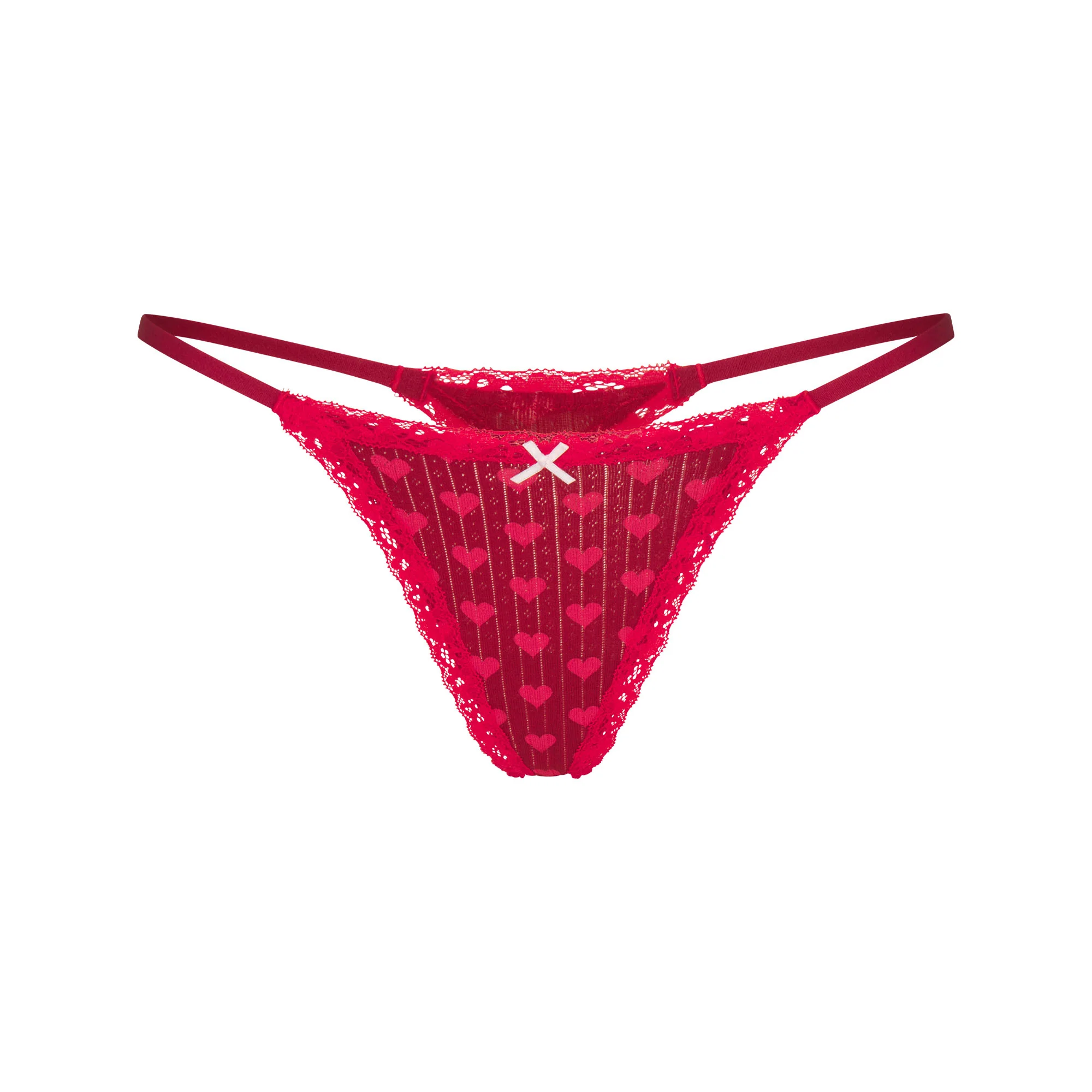 LIGHTWEIGHT COTTON POINTELLE LACE STRING THONG | BRICK HEART HALFDROP