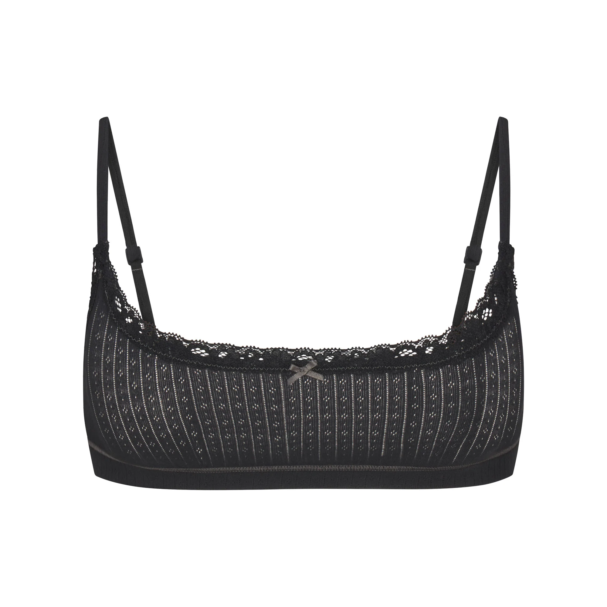 LIGHTWEIGHT COTTON POINTELLE SCOOP BRALETTE | SOOT TONAL