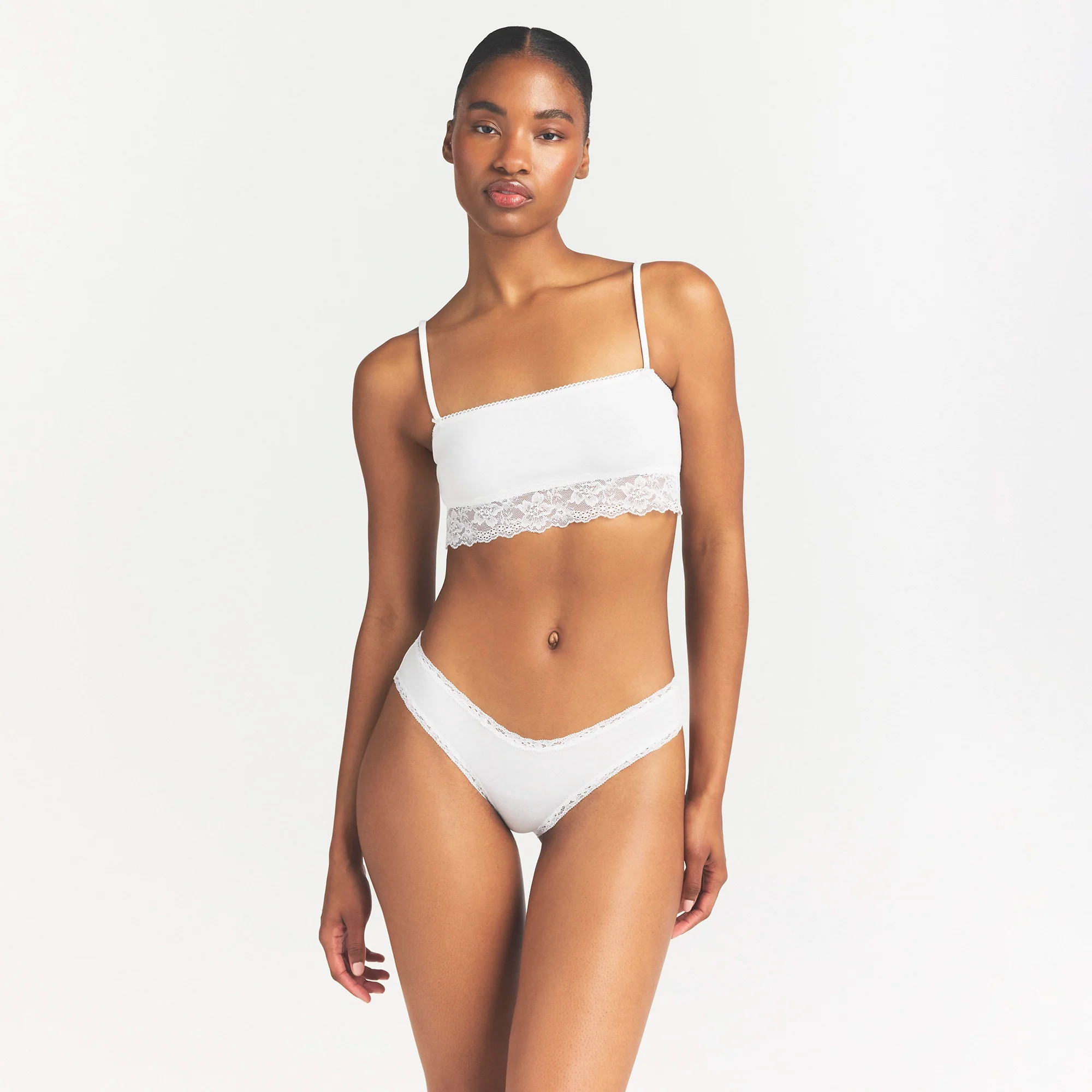 LIGHTWEIGHT COTTON STRAIGHT NECK BRALETTE | SNOW - Image 3