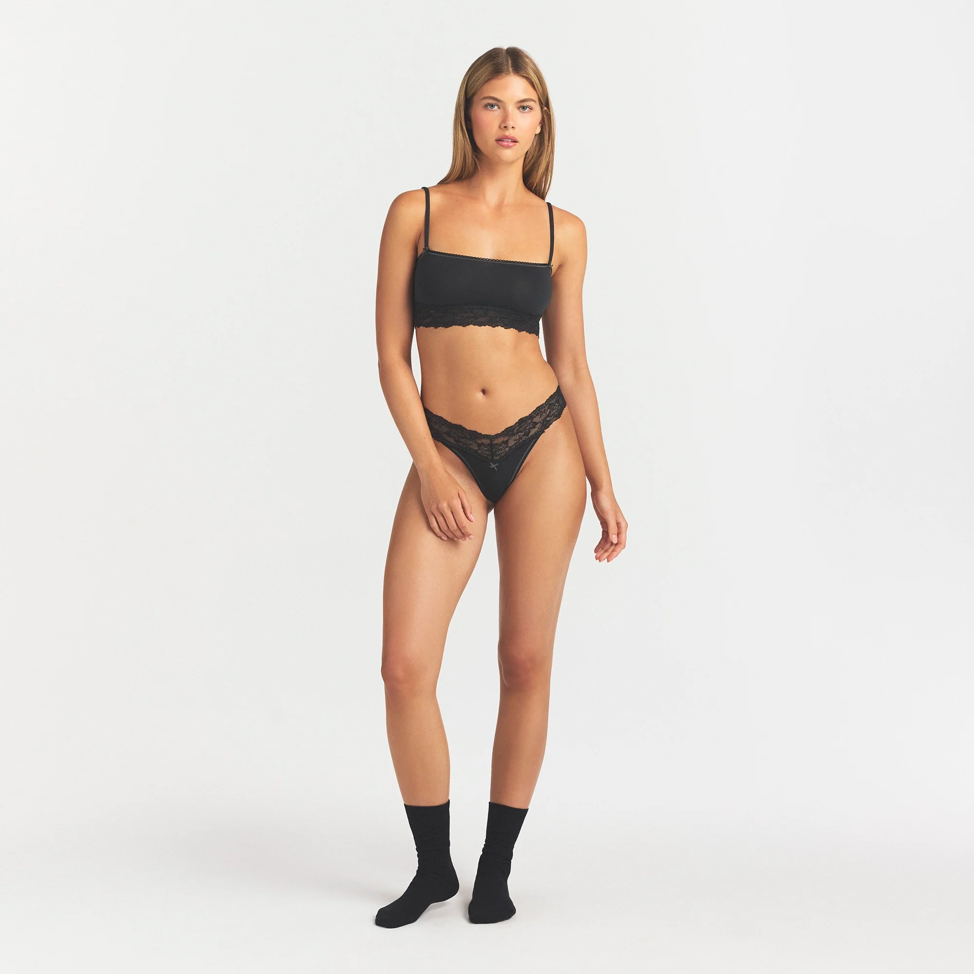 LIGHTWEIGHT COTTON STRAIGHT NECK BRALETTE | SOOT TONAL - Image 2