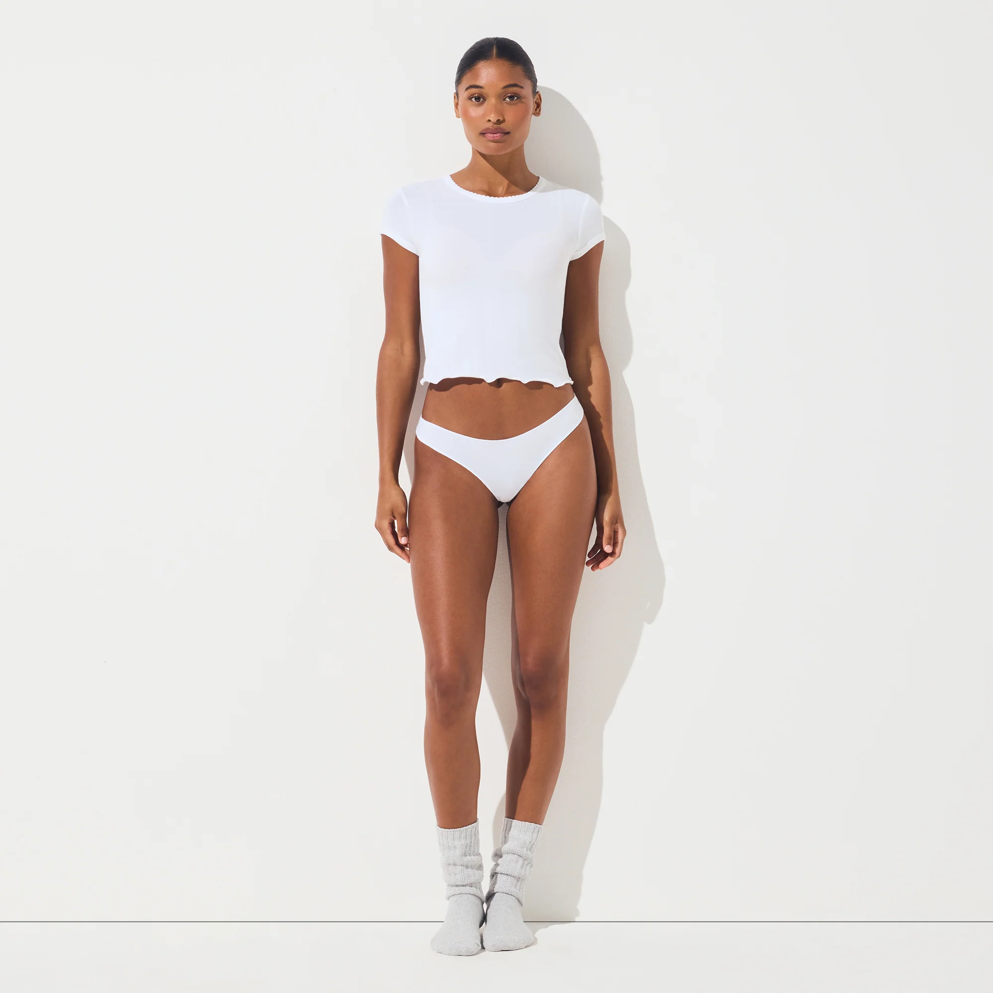 LIGHTWEIGHT COTTON THONG | SNOW - Image 3