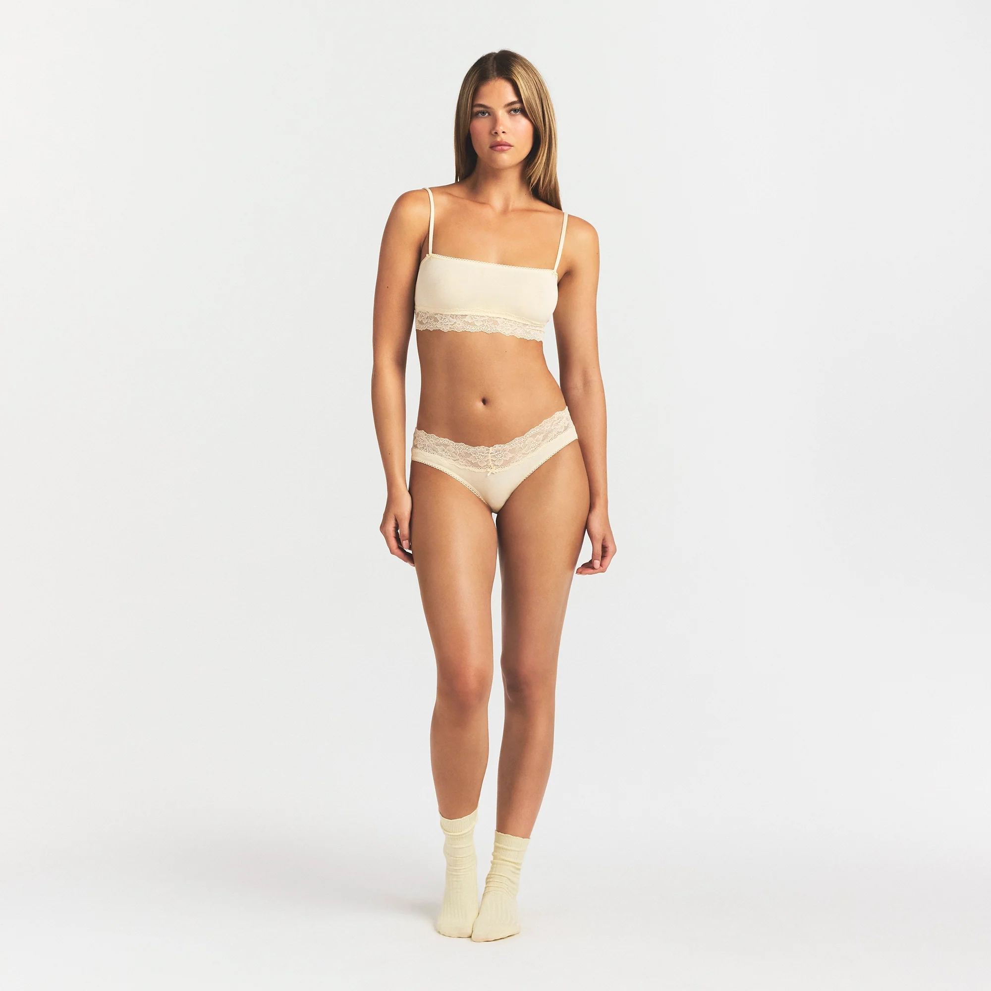 LIGHTWEIGHT COTTON WIDE LACE BRIEF | BUTTER TONAL - Image 2