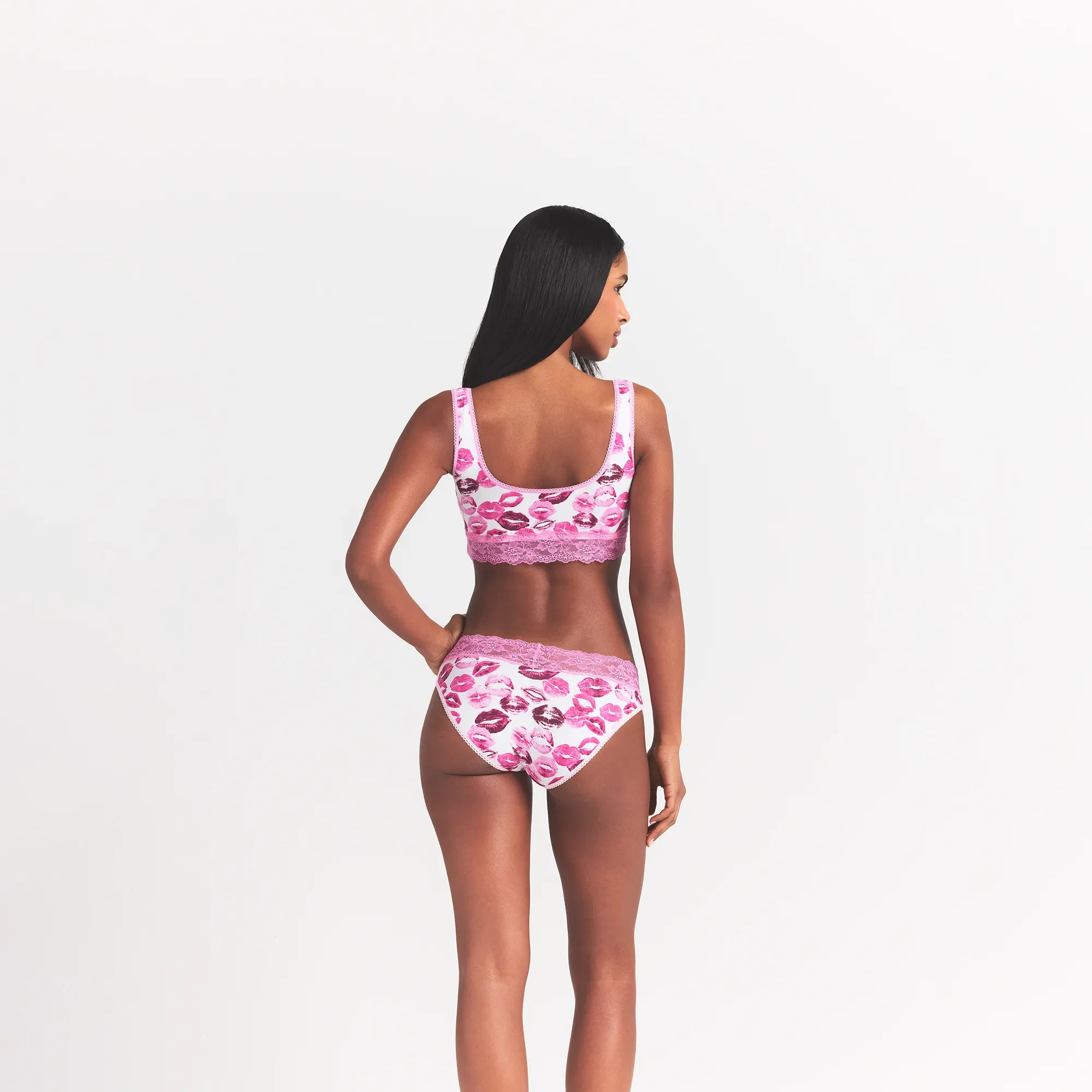 LIGHTWEIGHT COTTON WIDE LACE BRIEF | PINK ALLOVER LIPSTICK - Image 5