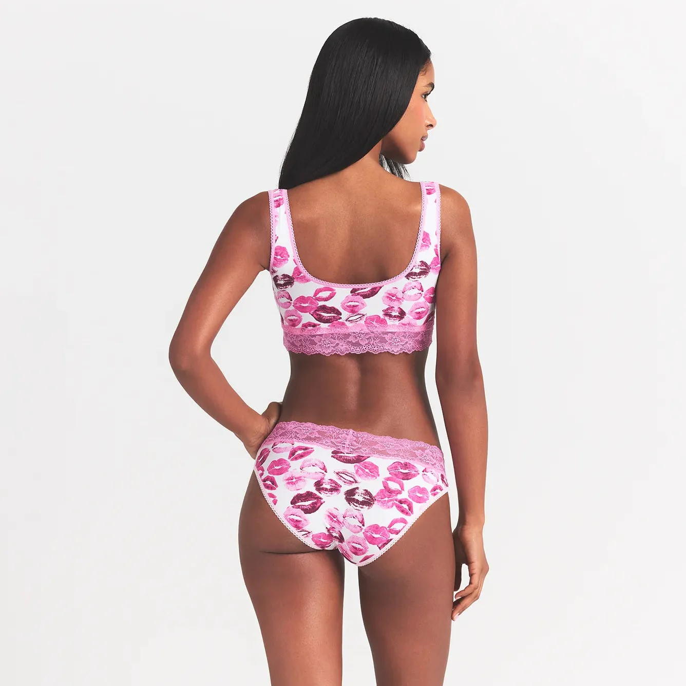 LIGHTWEIGHT COTTON WIDE LACE BRIEF | PINK ALLOVER LIPSTICK - Image 7