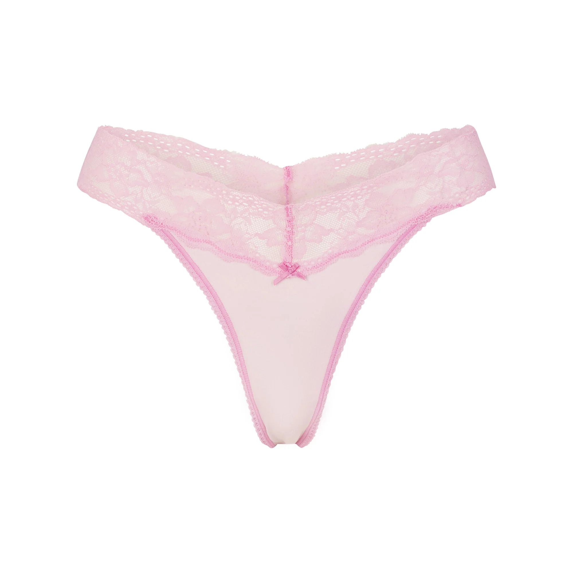 LIGHTWEIGHT COTTON WIDE LACE THONG | CHERRY BLOSSOM TONAL