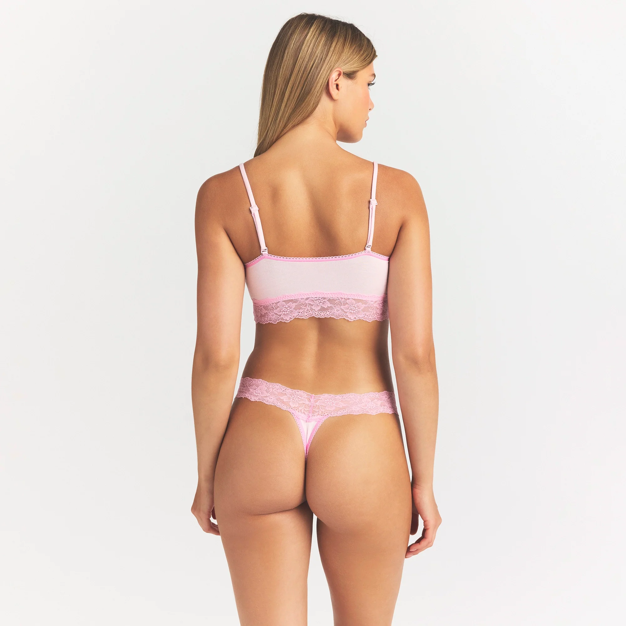 LIGHTWEIGHT COTTON WIDE LACE THONG | CHERRY BLOSSOM TONAL - Image 4