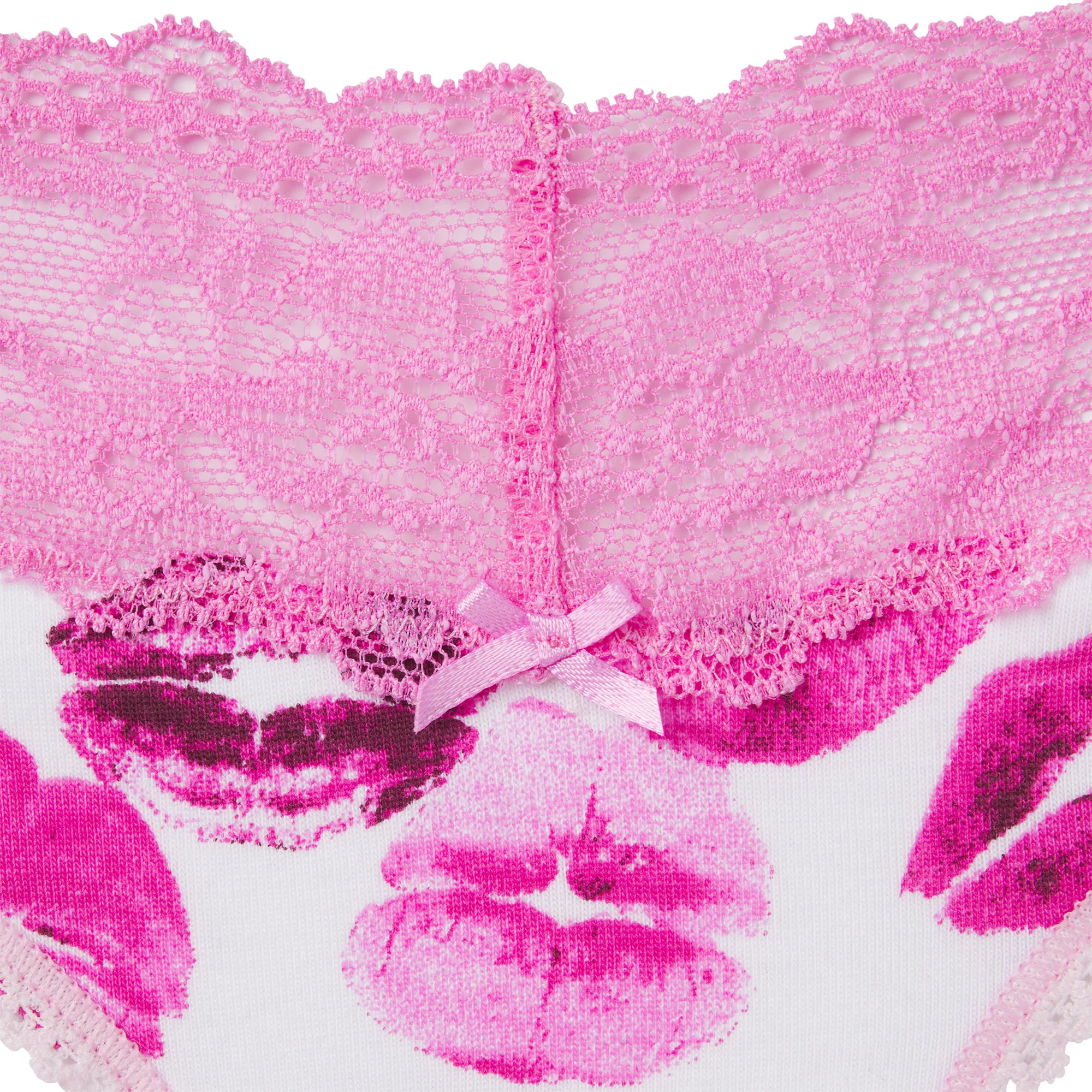 LIGHTWEIGHT COTTON WIDE LACE THONG | PINK ALLOVER LIPSTICK - Image 6
