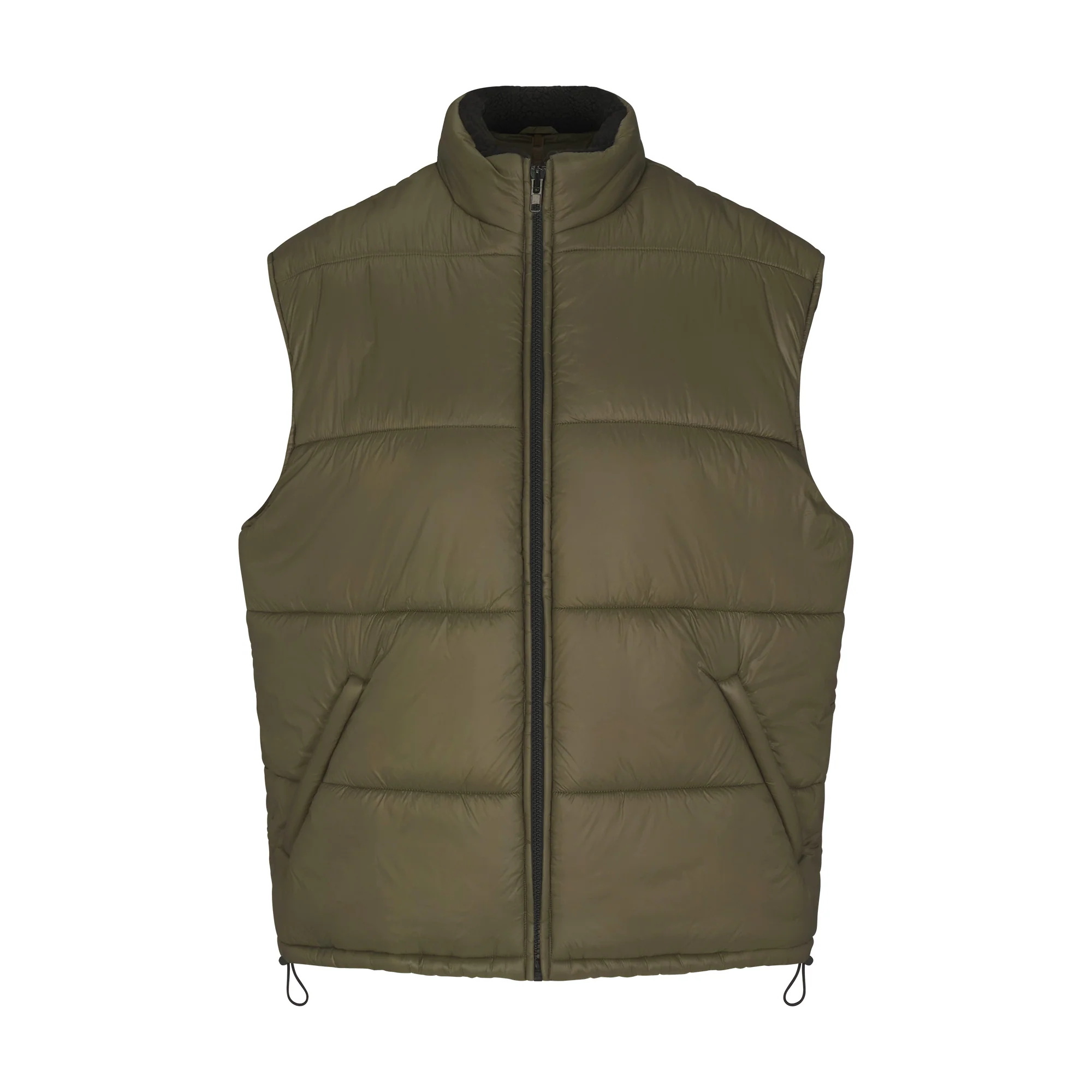 LIGHTWEIGHT PUFFER OVERSIZED VEST | OLIVE