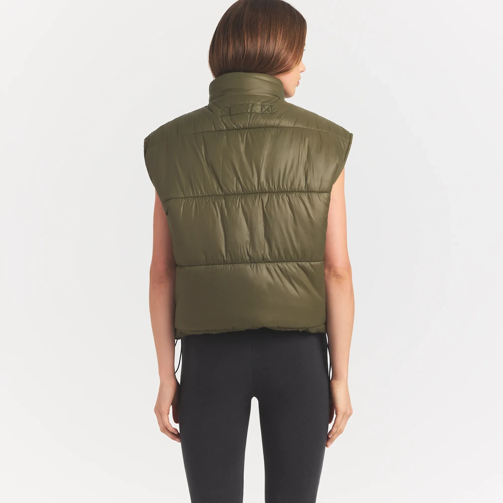 LIGHTWEIGHT PUFFER OVERSIZED VEST | OLIVE - Image 4