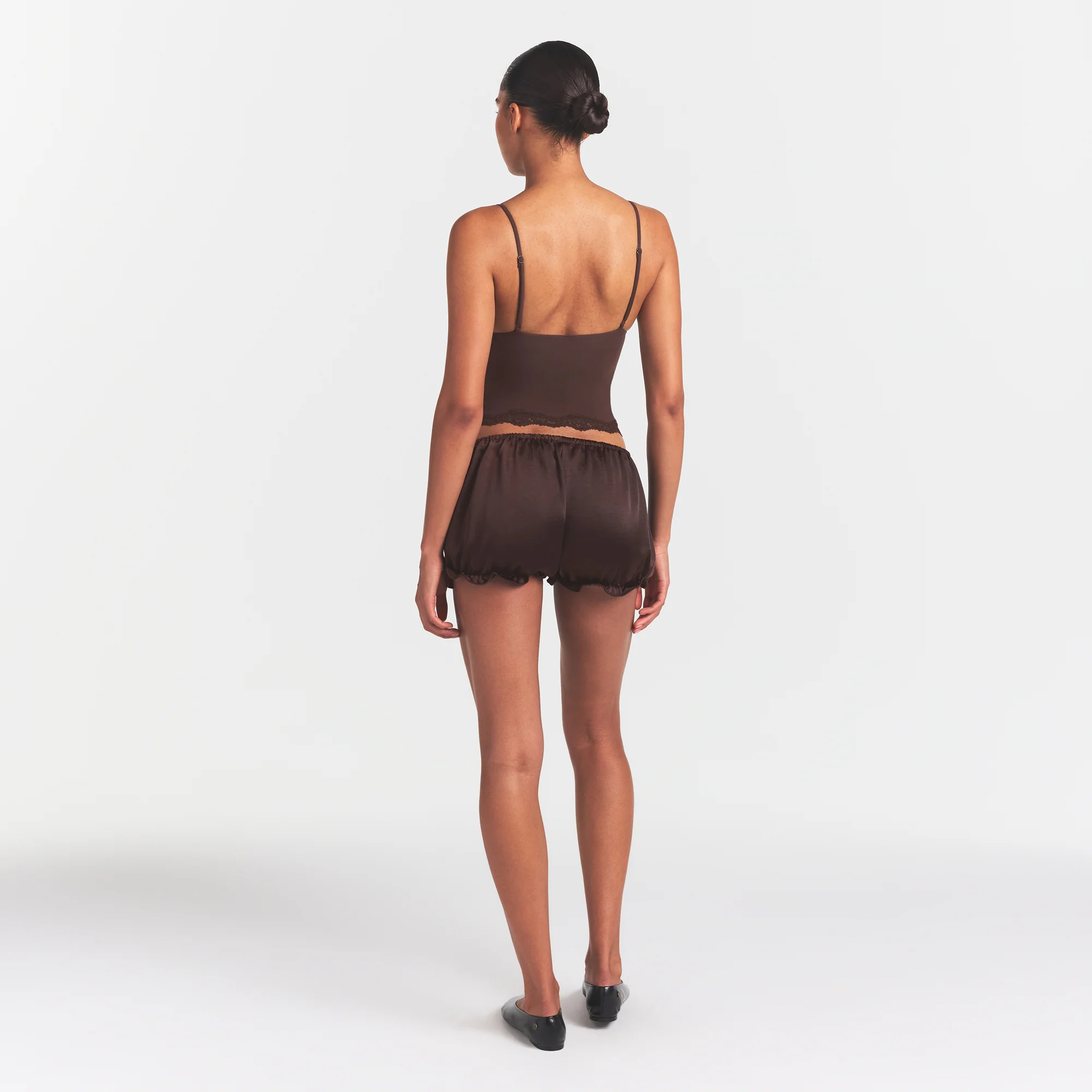 LIGHTWEIGHT SATIN BLOOMER SHORT | ESPRESSO - Image 5